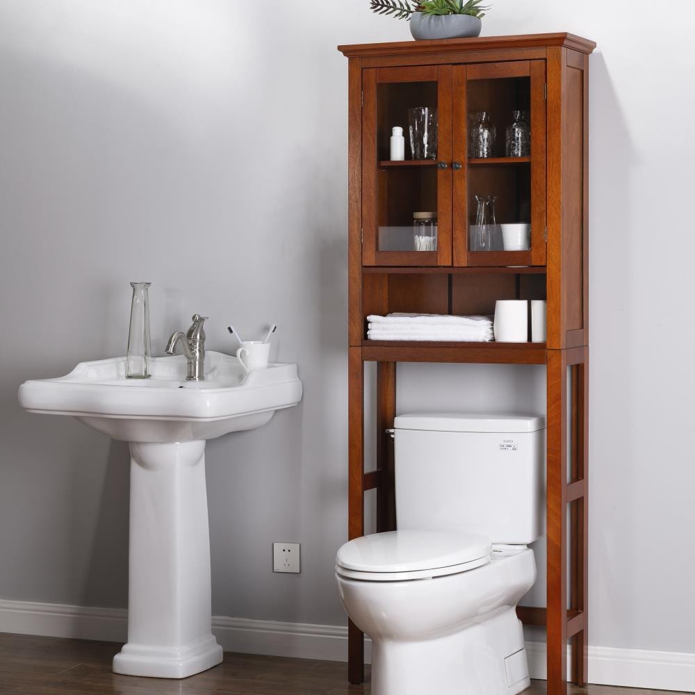 Glitzhome 24-in x 68.26-in x 7.5-in Mahogany Brown Bathroom Wall ...