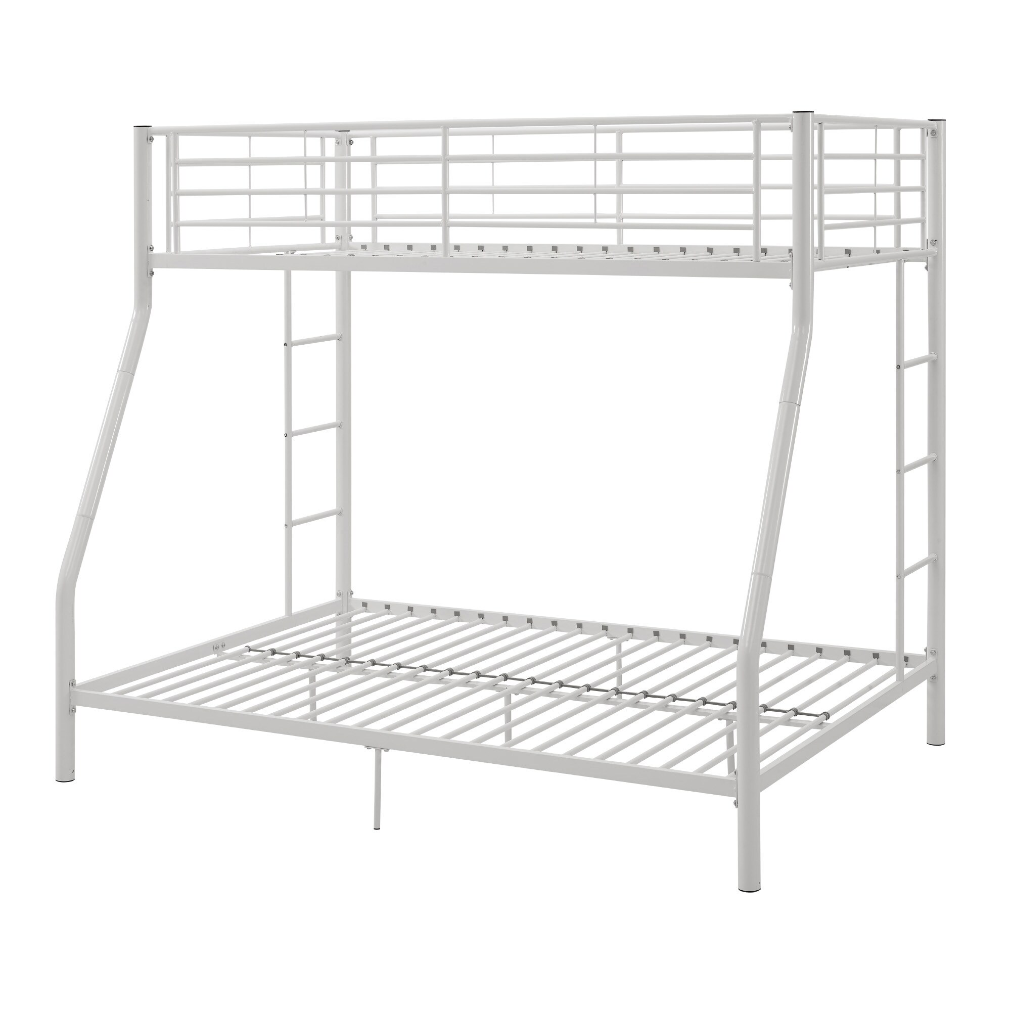 Walker Edison White Twin over Full Bunk Bed, Steel Construction ...