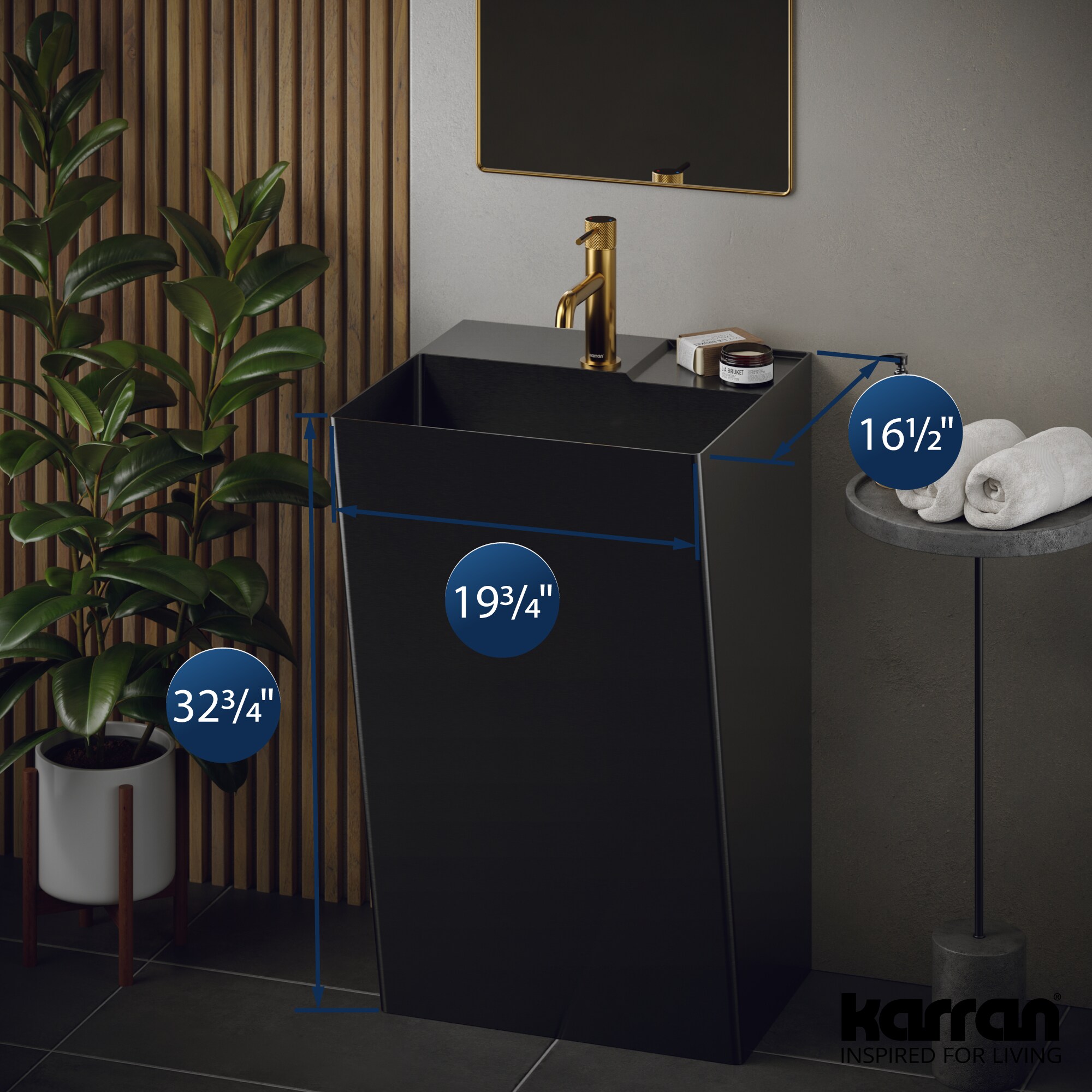 Karran CCP500GG Complete-Pedestal-Lavatories - View #4