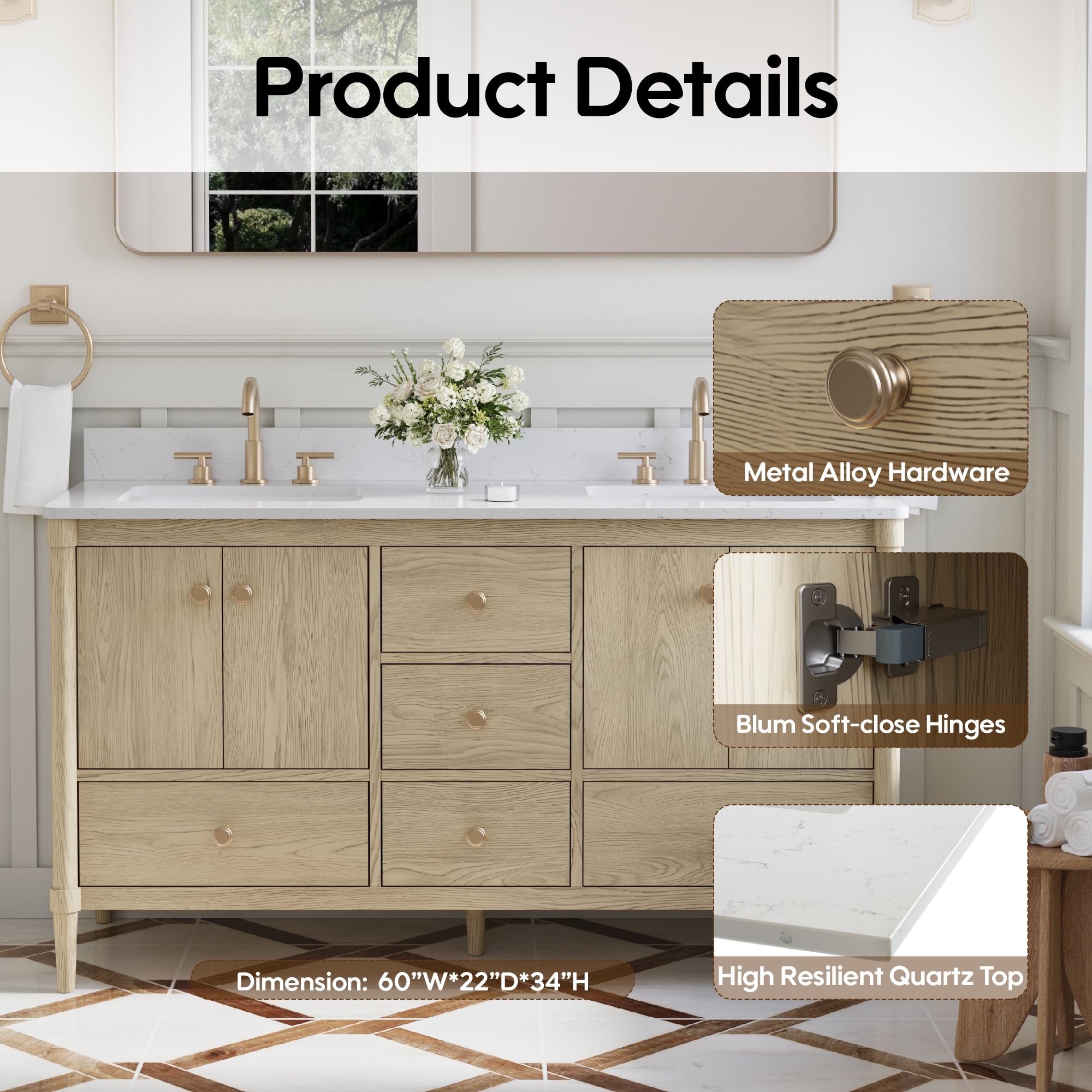 Ayelon BV60QZEOAK Bath-Vanity-Combo - View #7