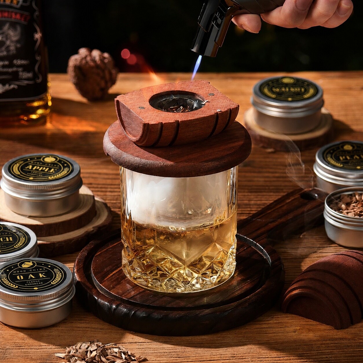 Justincity Cocktail Smoker Kit with Torch 6 Flavors Wood Chips 2