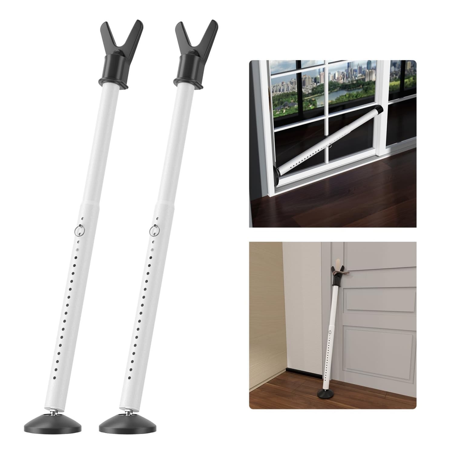 Angel Sar 2-Pack White Adjustable Metal Door Stoppers with Large Non-Slip Base for Home Hotel