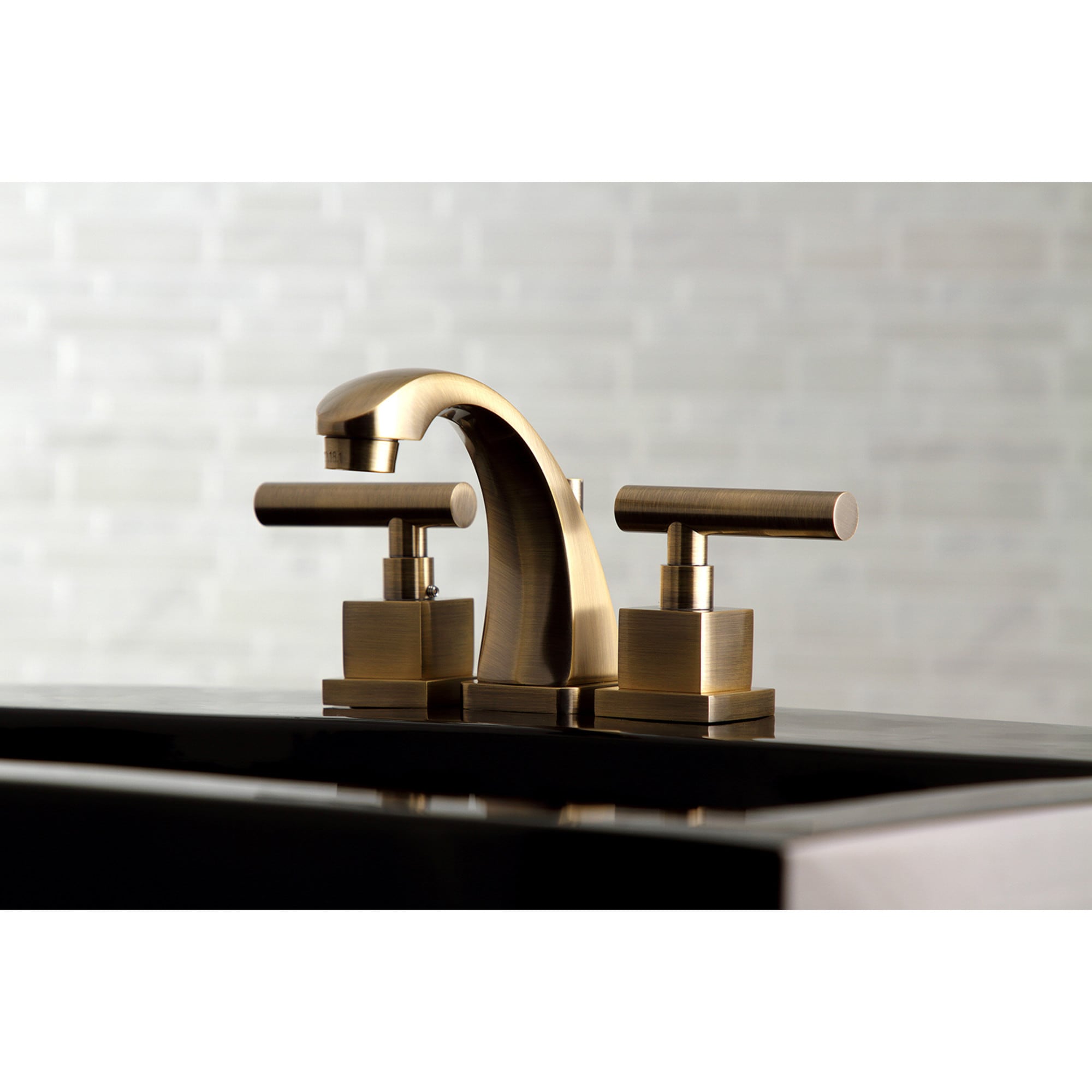 Kingston Brass WLKS4943CQL Claremont Antique brass Widespread 2-handle Residential Handle Bathroom Sink Faucet with Drain