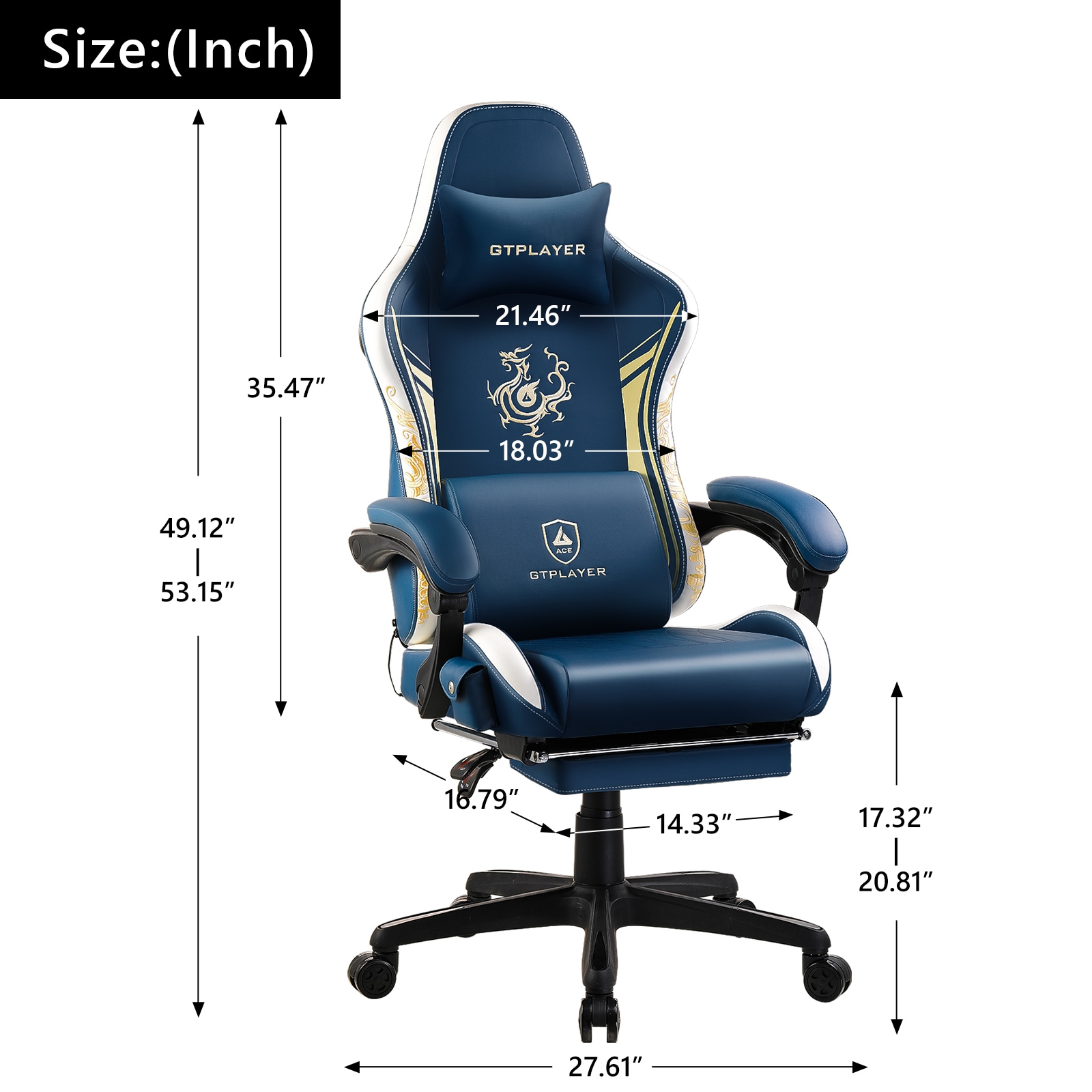 GTPLAYER LOWE'S-DRAGON-BLUE Office-Chairs - View #2