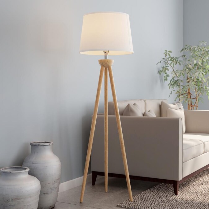 Natural Oak Tripod Floor Lamp, Oak Wood Tripod Floor Lamp