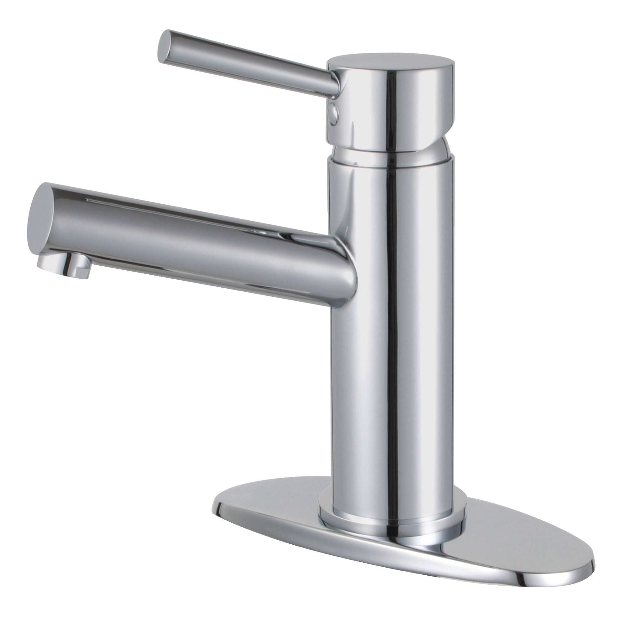 Kingston Brass WLLS8421DL Concord Polished chrome 4-in centerset 1-handle Low-arc Residential Handle Bathroom Sink Faucet with Drain with Deck Plate