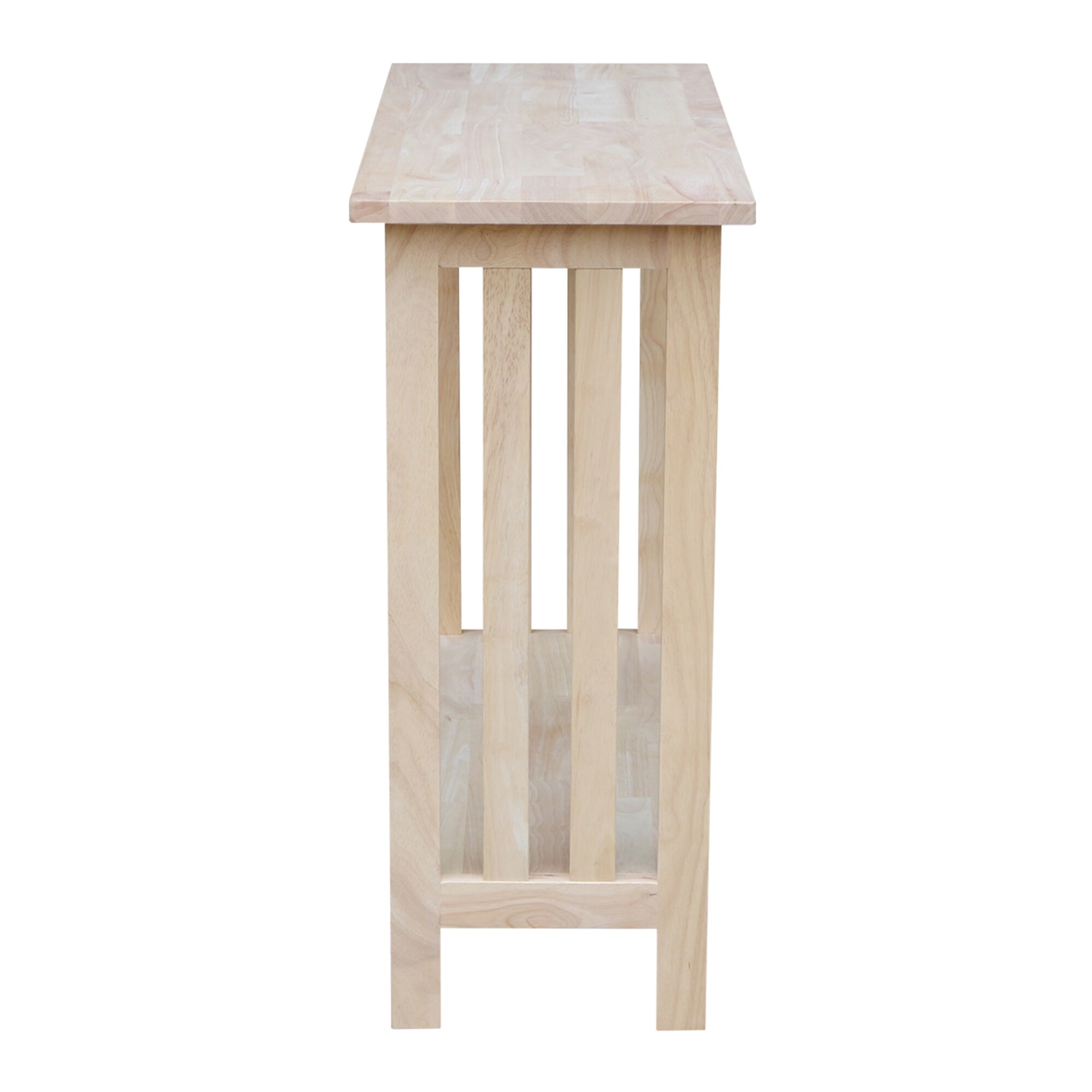 Unfinished Solid Wood Mission Entry Table with Shelf