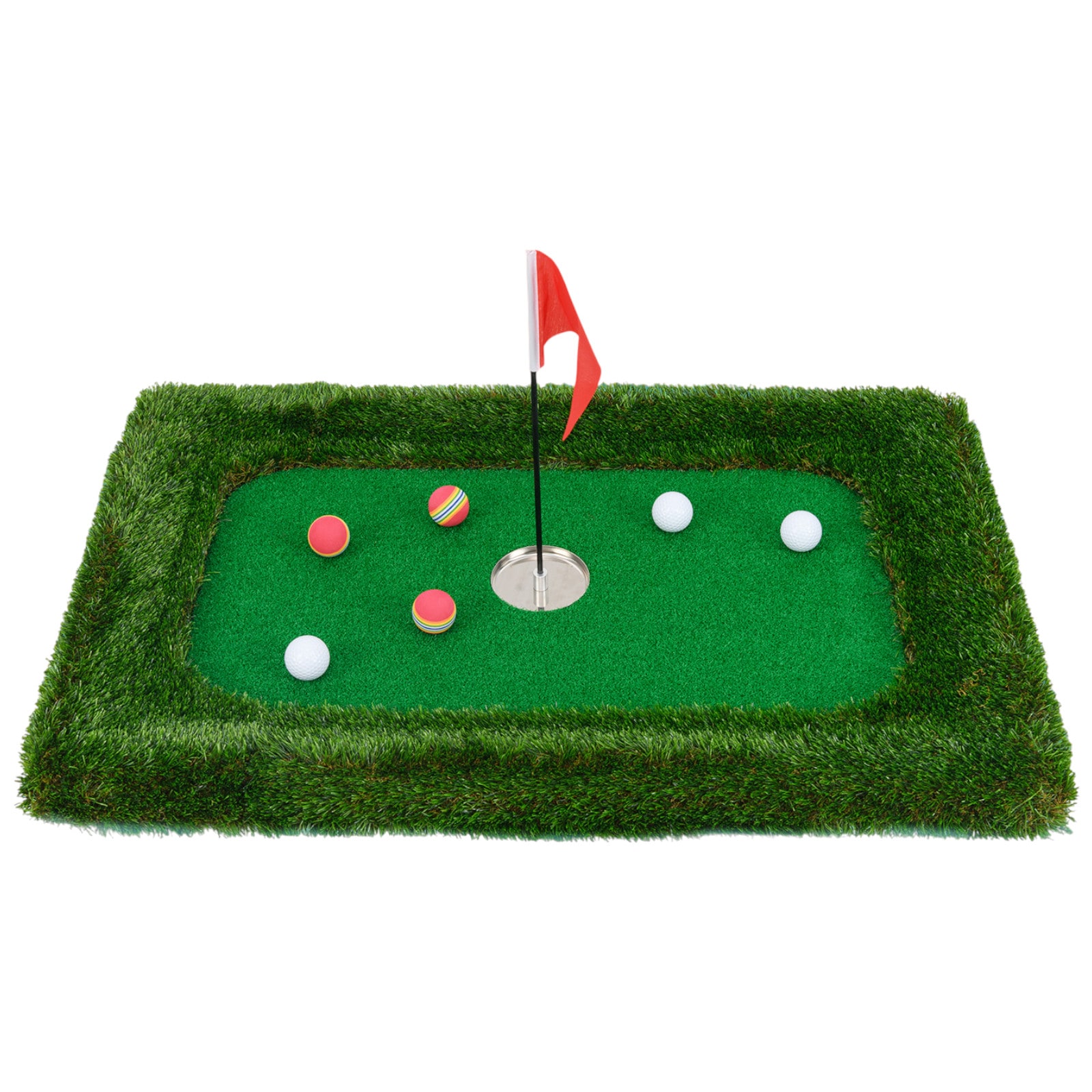 Slickblue Green Floating Golf Set with Mat Six Balls Flag Cup and Tee for Lakes Beaches or Backyard Use