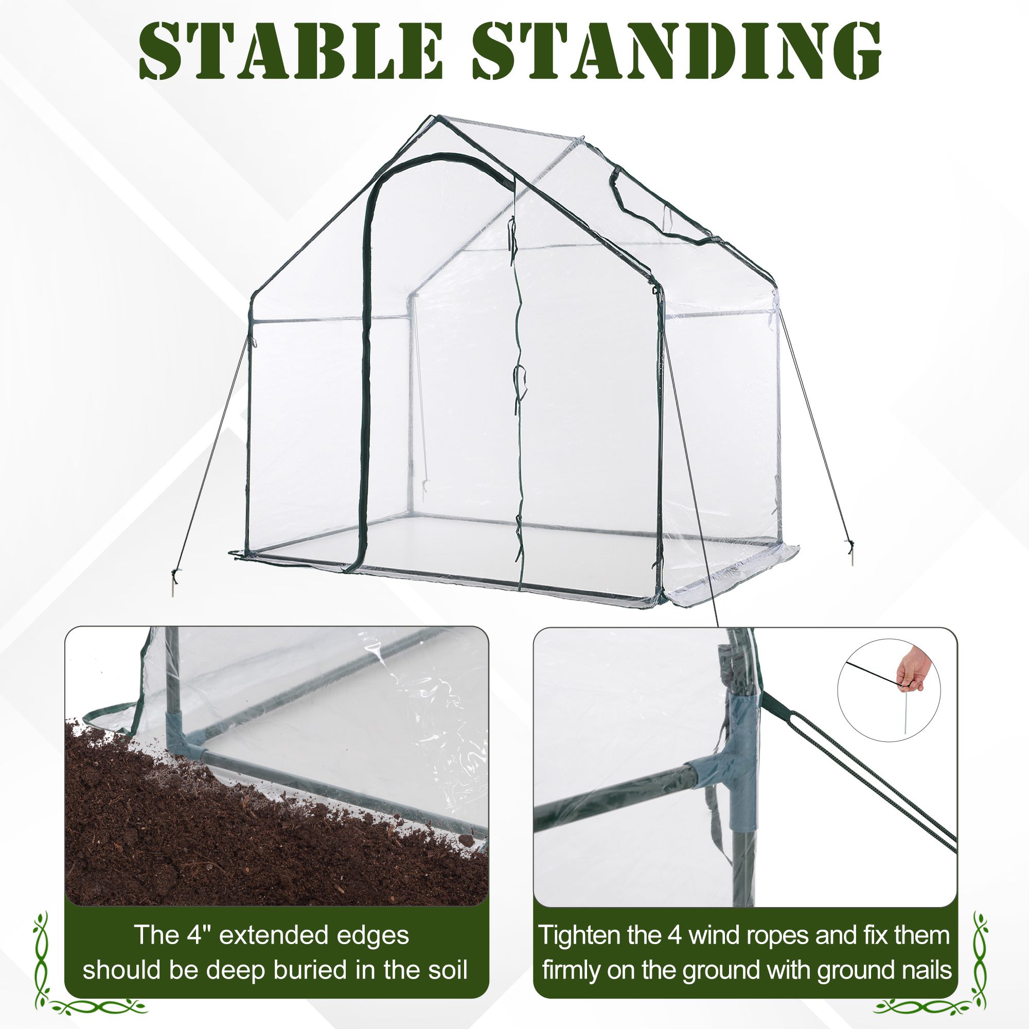 Outsunny 6-ft L x 3.5-ft W x 5-ft H Dark Green Greenhouse in the ...