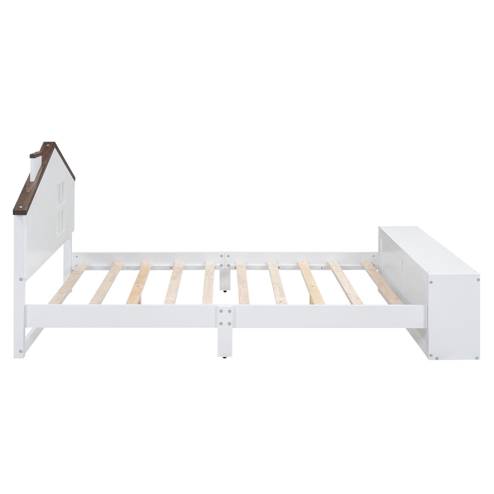 Nestfair Contemporary Full Size Platform Bed in White with LED Lights ...