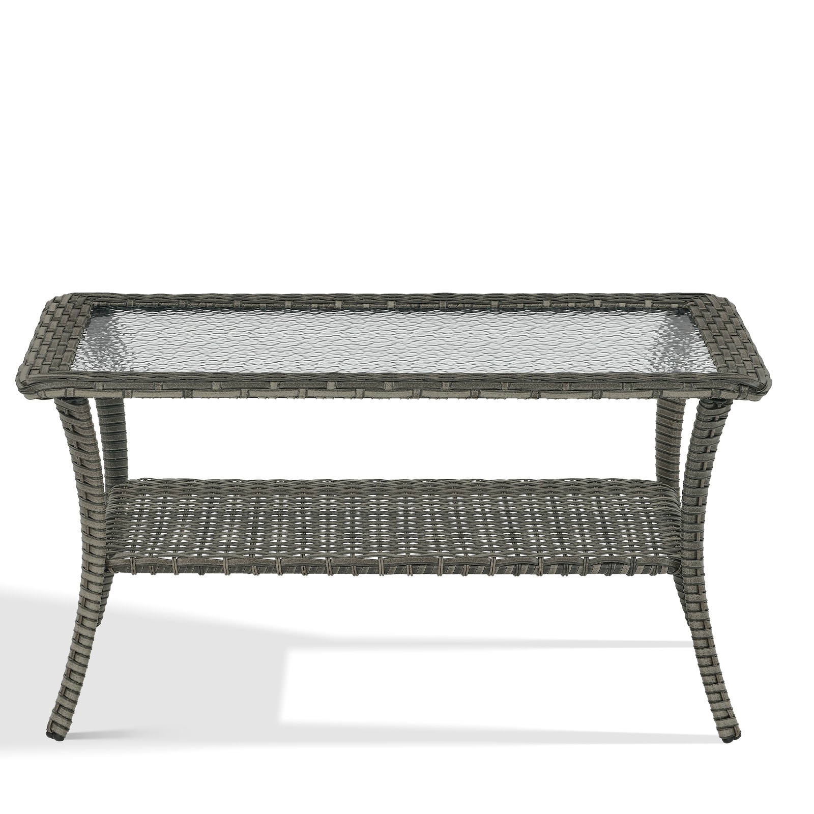 Rilyson FS112 Curved handrail Rectangle Wicker Outdoor Coffee Table 22.04-in W x 39.9-in L