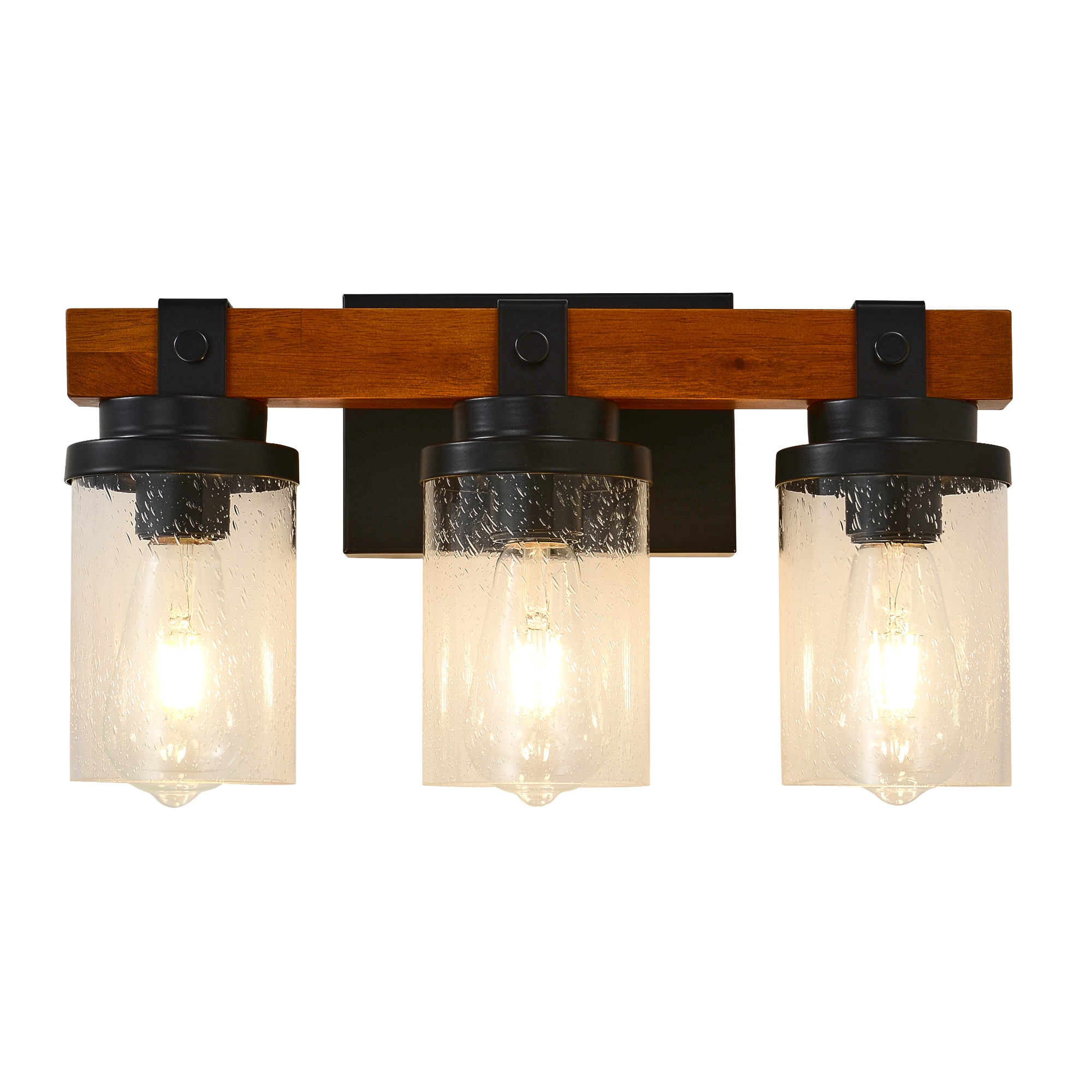 Forclover Vanity Lights 16.14-in 3 Light Matte Black Vintage Bathroom Vanity light
