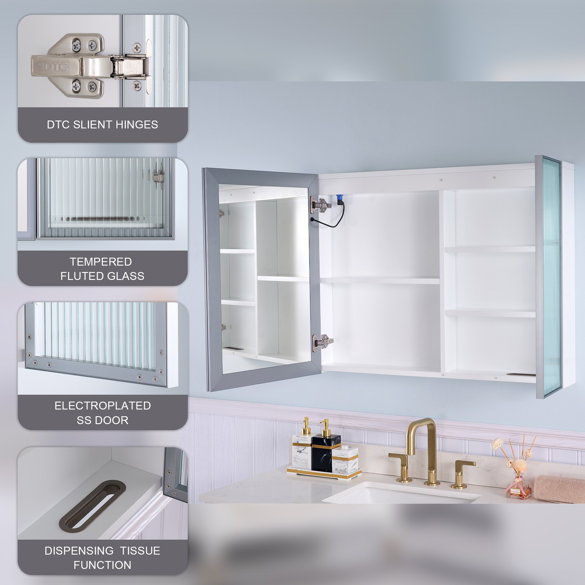WELLFOR FL36MCL-WT Bathroom-Medicine-Cabinets - View #10