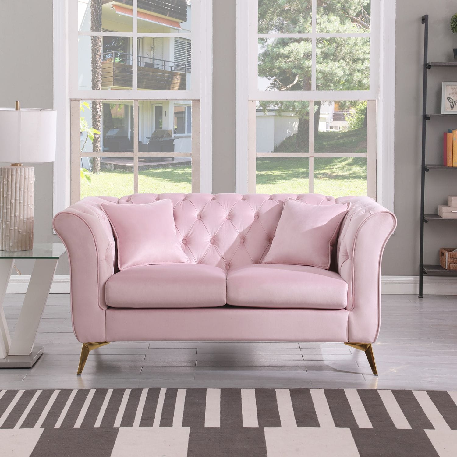 JASMODER W1099S00037 34.65-Inches Modern Pink Sofa