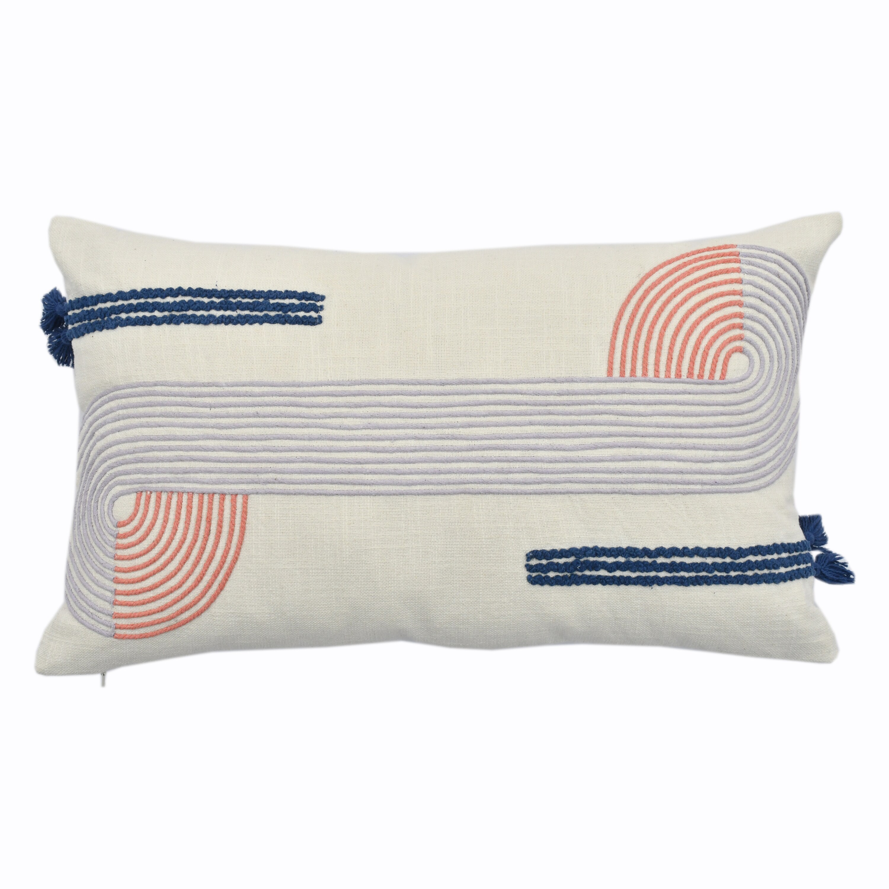 Origin 21 Striped Grey-white Rectangular Lumbar Pillow at