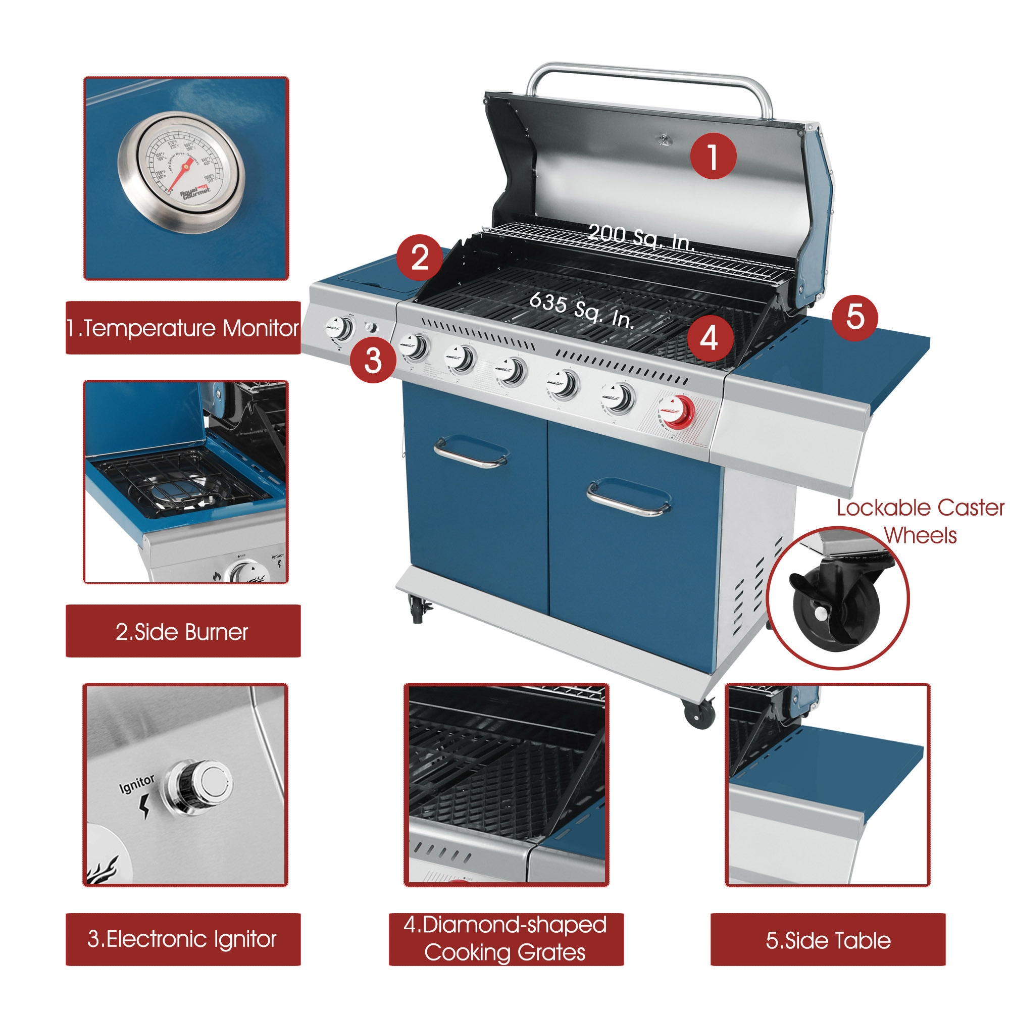 Universal JS-7218 - 72 Gas Flat Top Griddle - 6 Burners - 120,000 BTUs