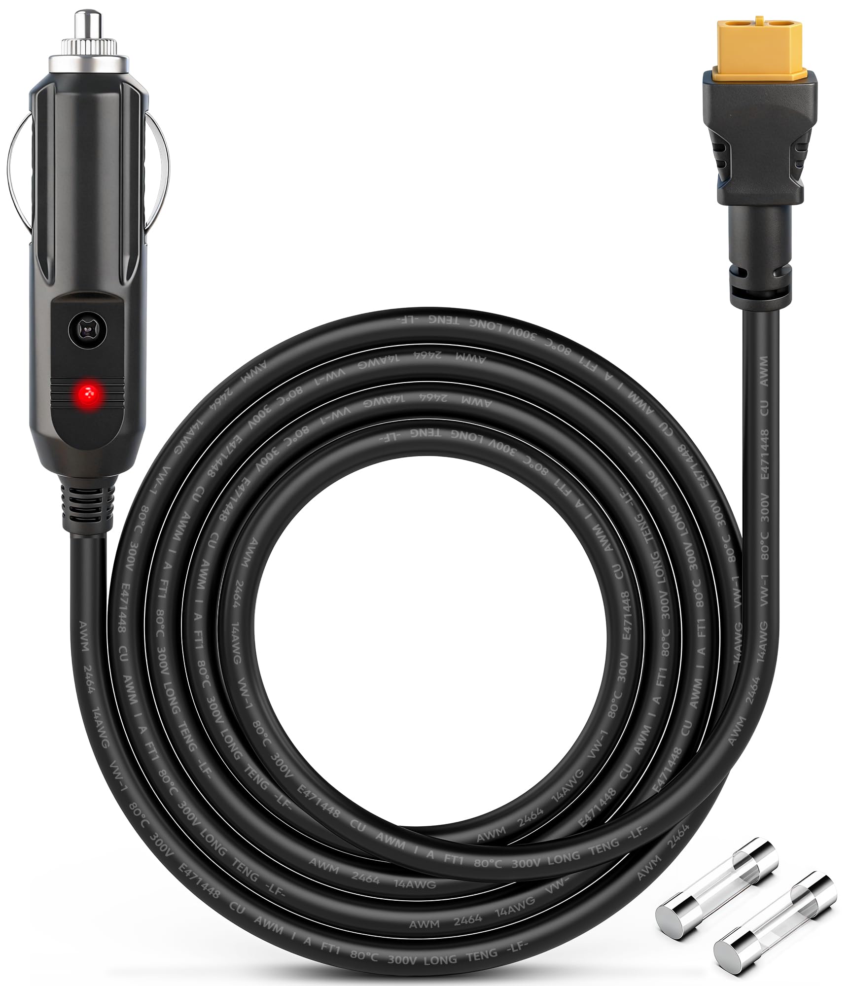 JVFCXXV  12V 24V Car Charger Cable with XT60 Connector Compatible with Bluetti EcoFlow and Anker Portable Power Stations 14AWG 6.6ft