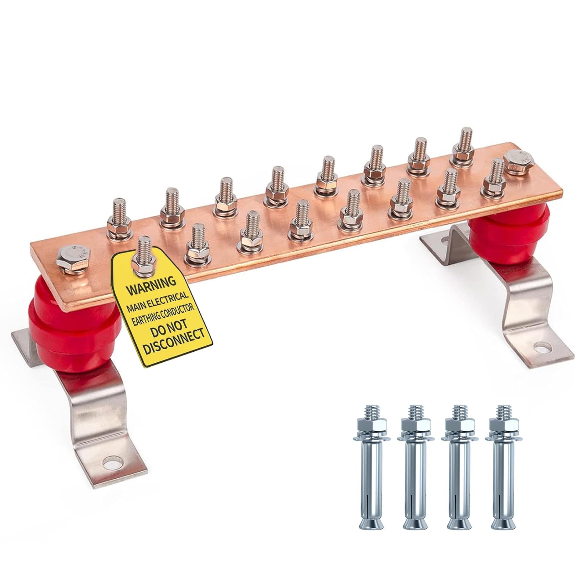 Adrinfly Ten Inch Copper Ground Bar Kit with Sixteen Terminal Positions ...