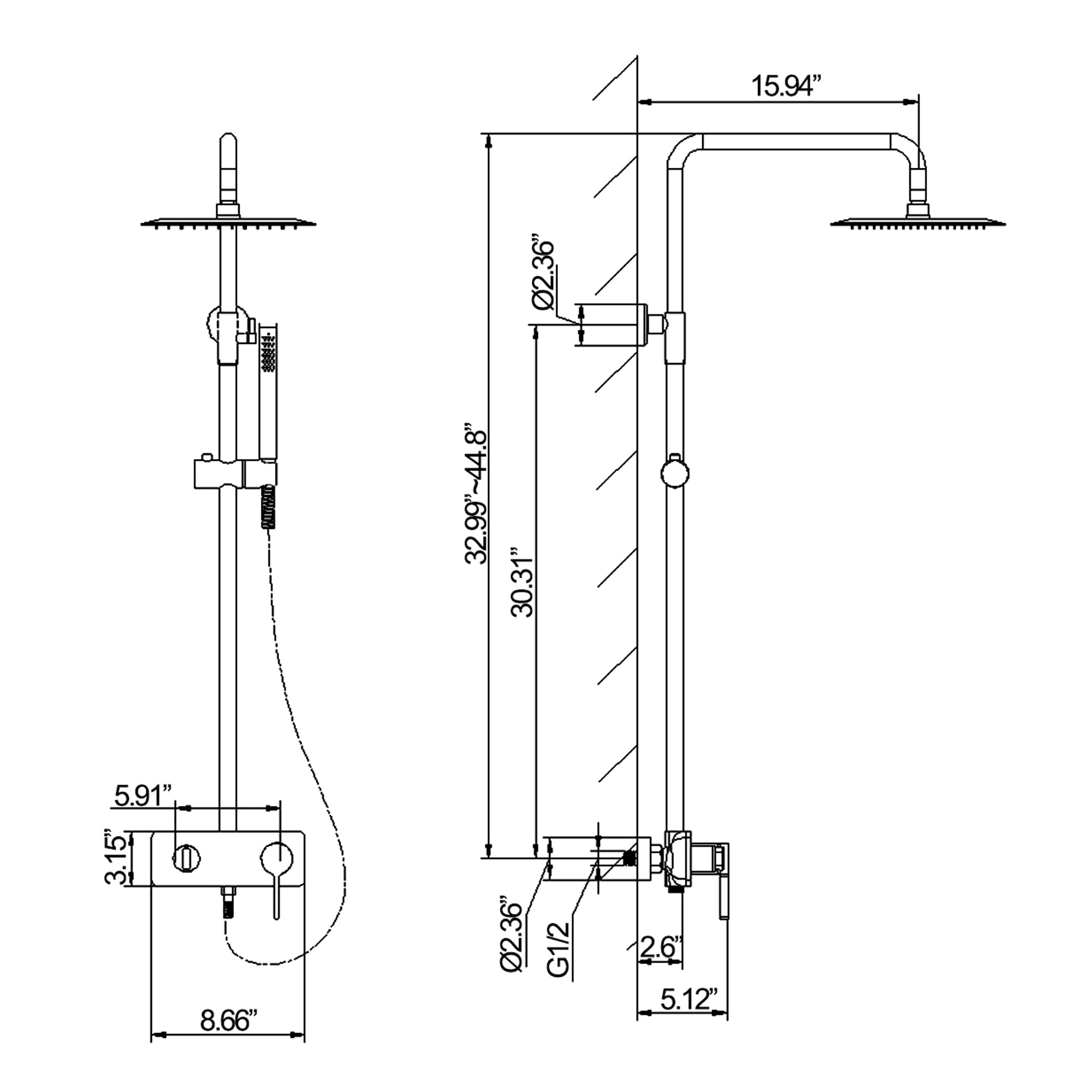 WELLFOR WB-1039 Showerhead-Bar-Panels - View #5
