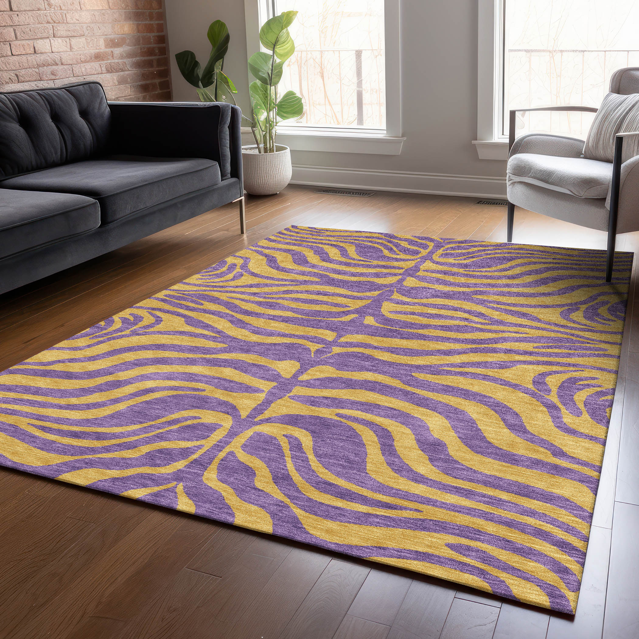 Addison Rugs ACN1043PP10X14 Chantille ACN1043PP 10 x 14 (ft) Polyester Purple Rectangular Indoor/Outdoor Geometric Machine washable Area rug