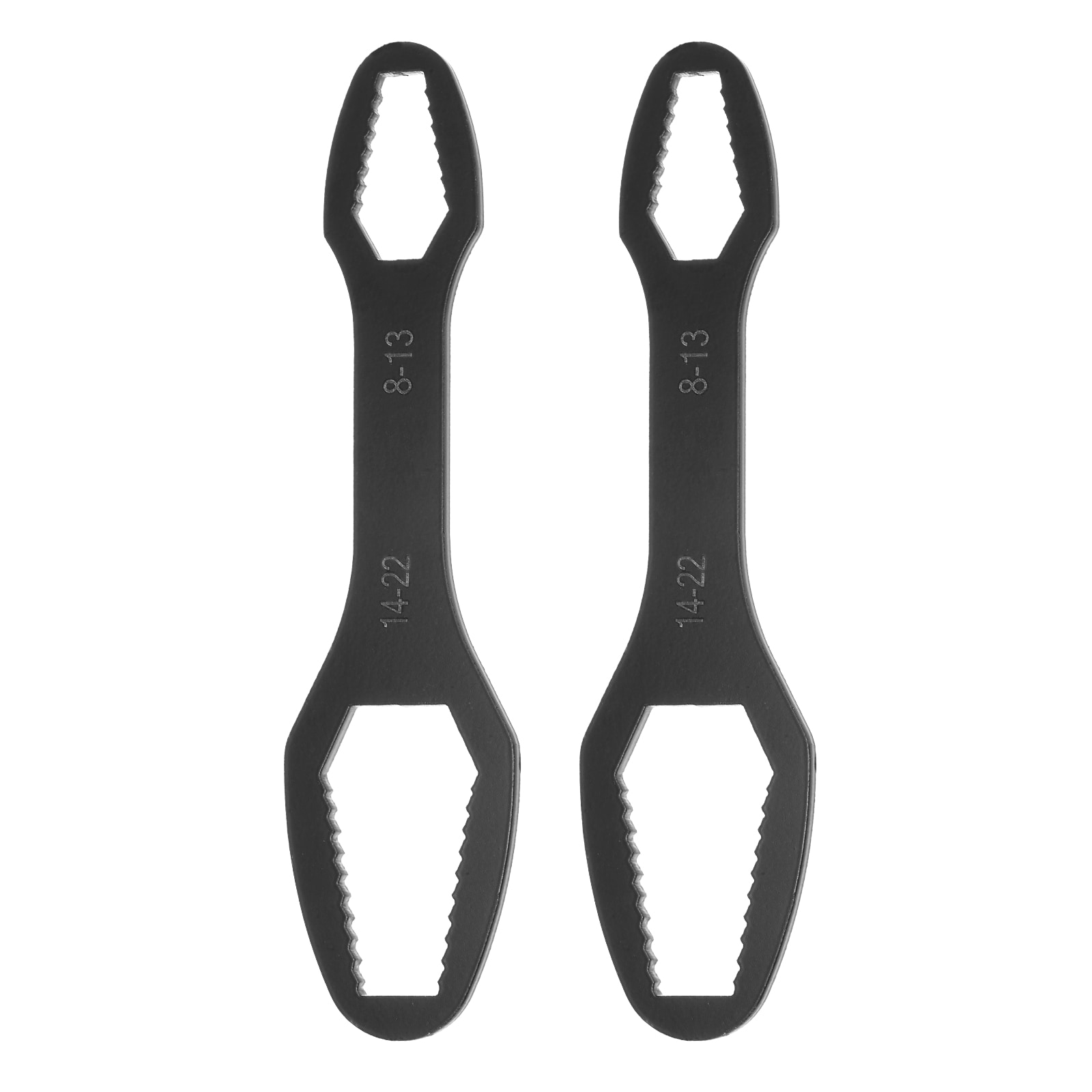 Harfington 2pcs 8-22mm Double-ended Multifunctional Universal Torx Wrench 0.14inch Thickness 6.3inch Length Electrophoresis Self-Tightening Adjustable Ratchet Wrenches Black