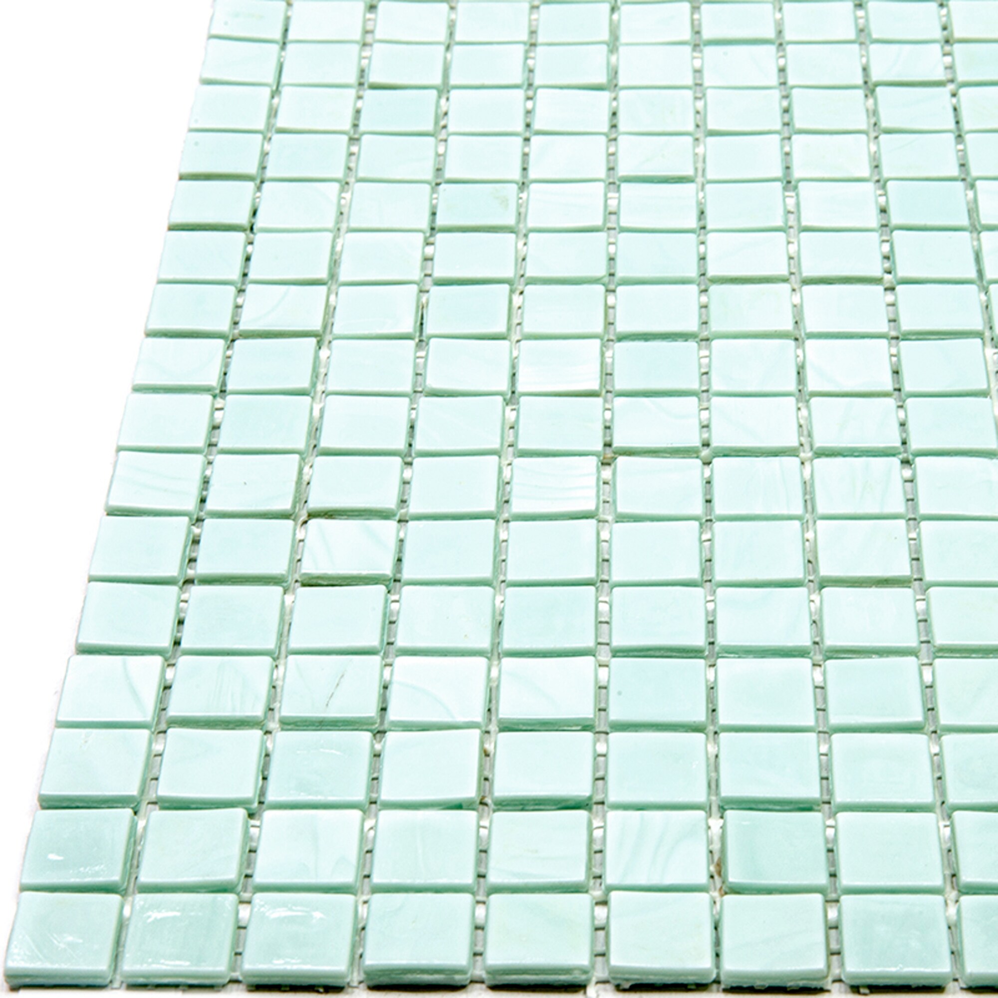 Skosh 11.6" Light Blue-Green Glossy Glass Mosaic Tile