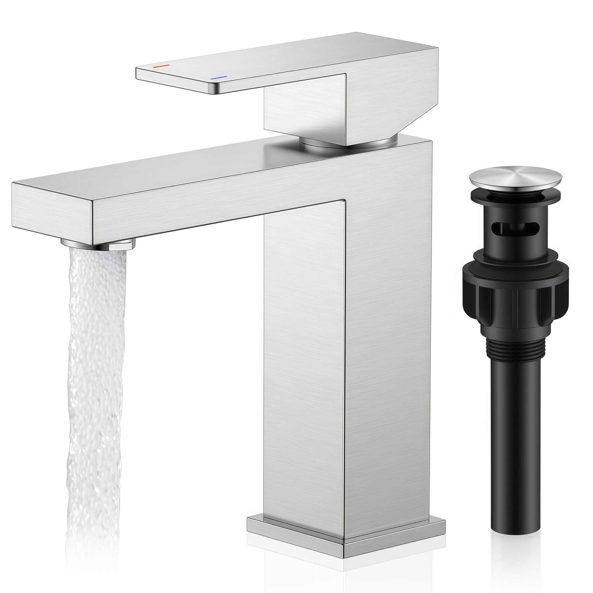 Numhew Brushed Nickel Single Handle Single Hole Bathroom Faucet