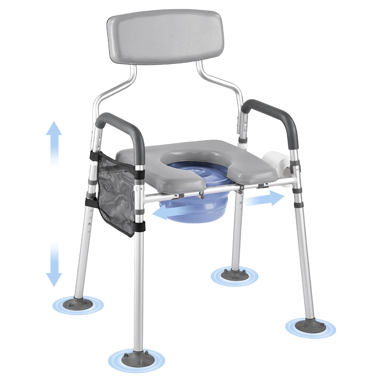 Wooakway - Bedside Commode Chair 4-in-1 Raised Toilet Seat 500 lbs Adjustable Height