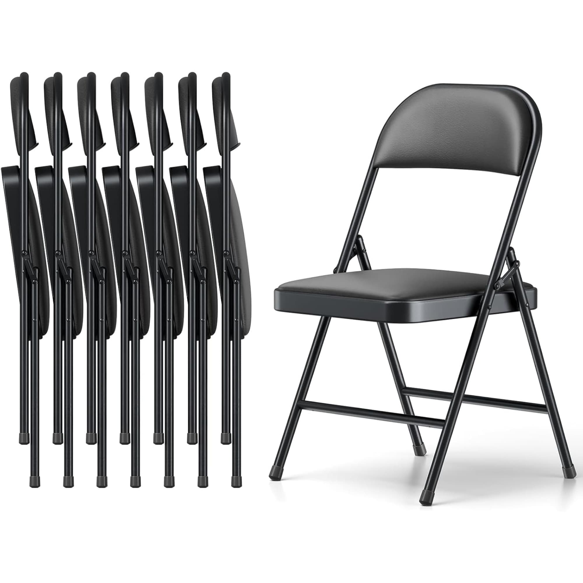 Yardgrace -  8 Pack Metal Frame Padded Folding Chairs Indoor Outdoor Dining Chair 330lb Weight Cap