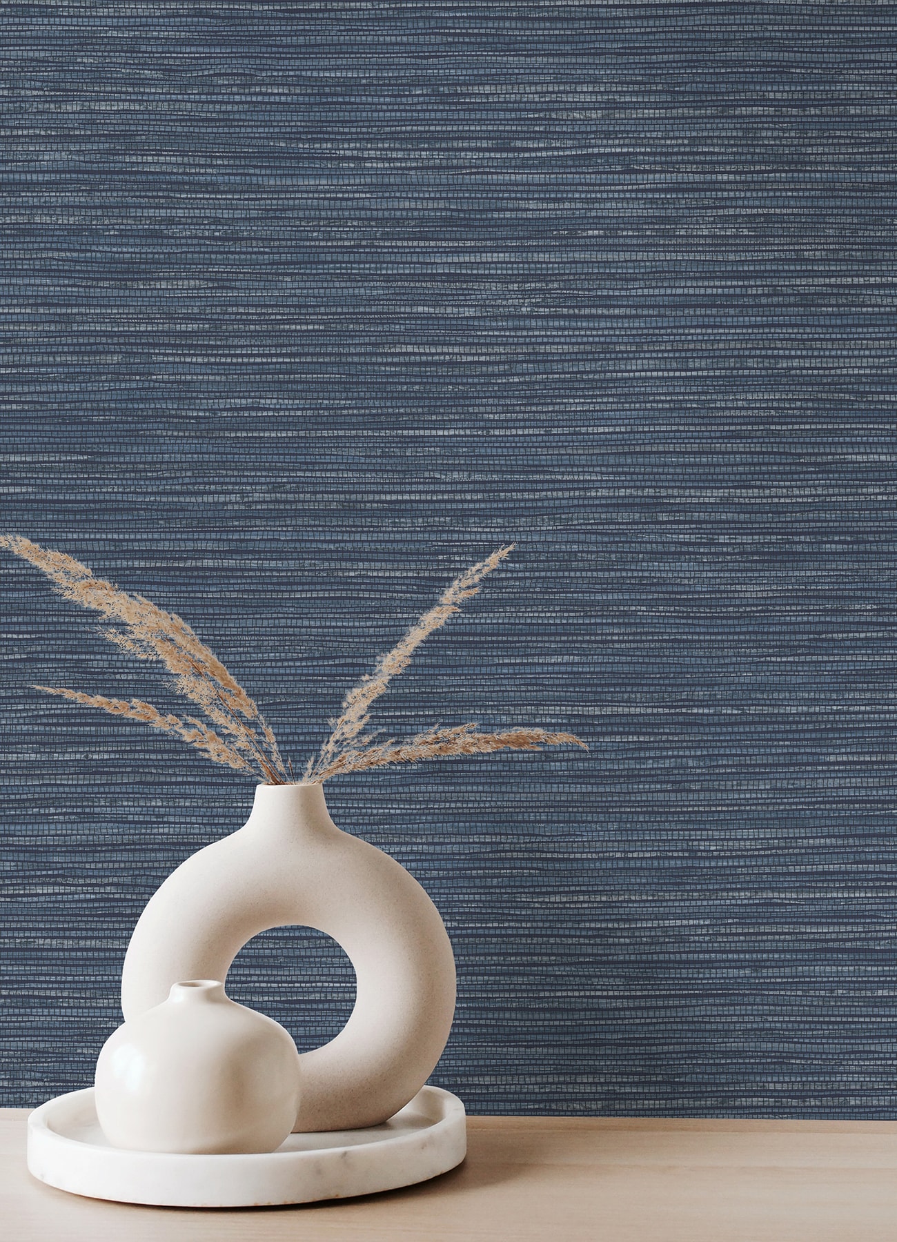 Peacock Blue Grasscloth Wallpaper with Montreuil Small Wall Sconce   Contemporary  Denlibraryoffice