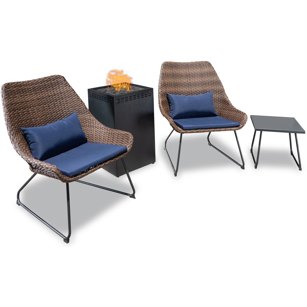 Mod Furniture MONTK4PCGFP-NVY Montauk 4 -Piece Patio Conversation Set with Blue Mod Cushions