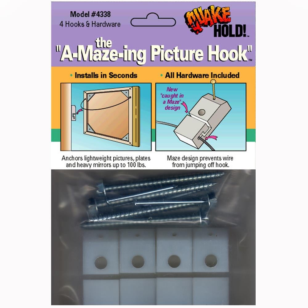 4338 QuakeHOLD! A-Maze-ing Picture Hook™ (4 Pack) – Full-Line of Emergency  Supplies Personal Custom-Designed Kits Long-term Shelf-life Food & Water –  Mayday Industries