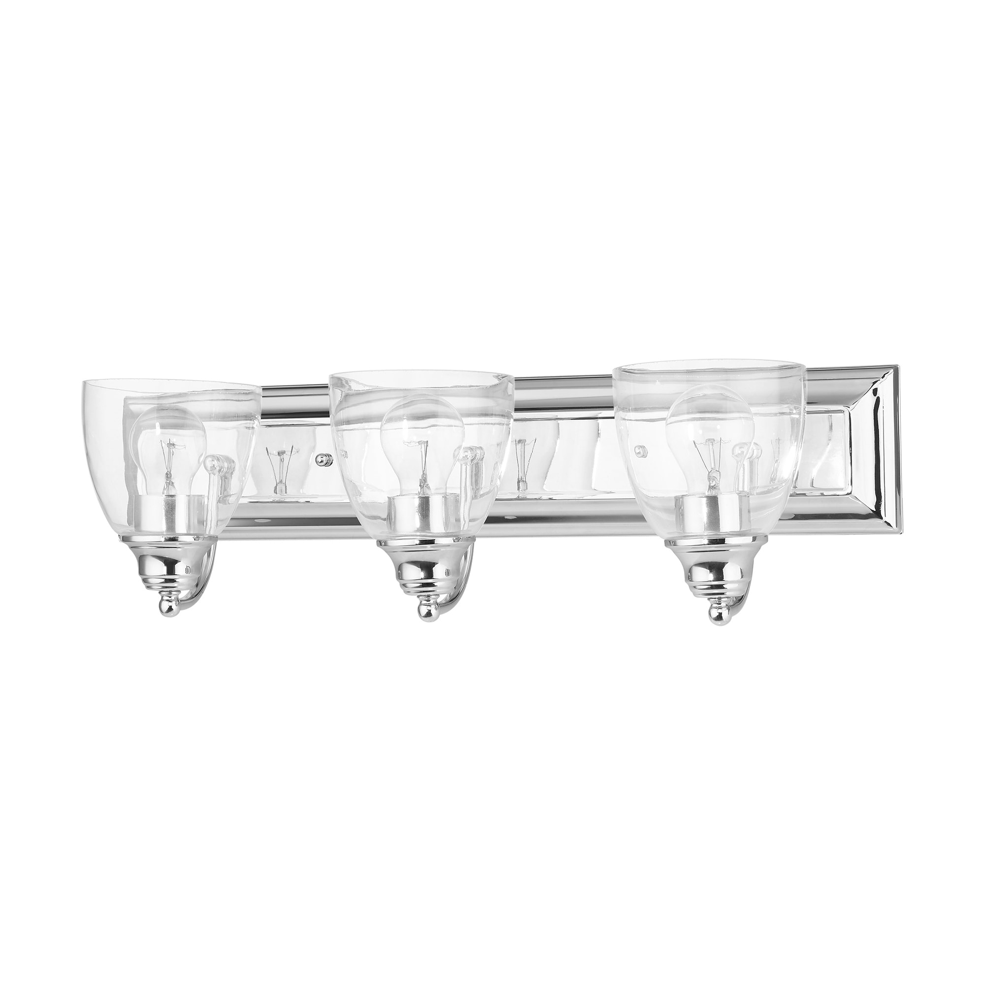 Elegant Polished Chrome 3-Light Vanity Sconce with Hand Blown Glass Shades