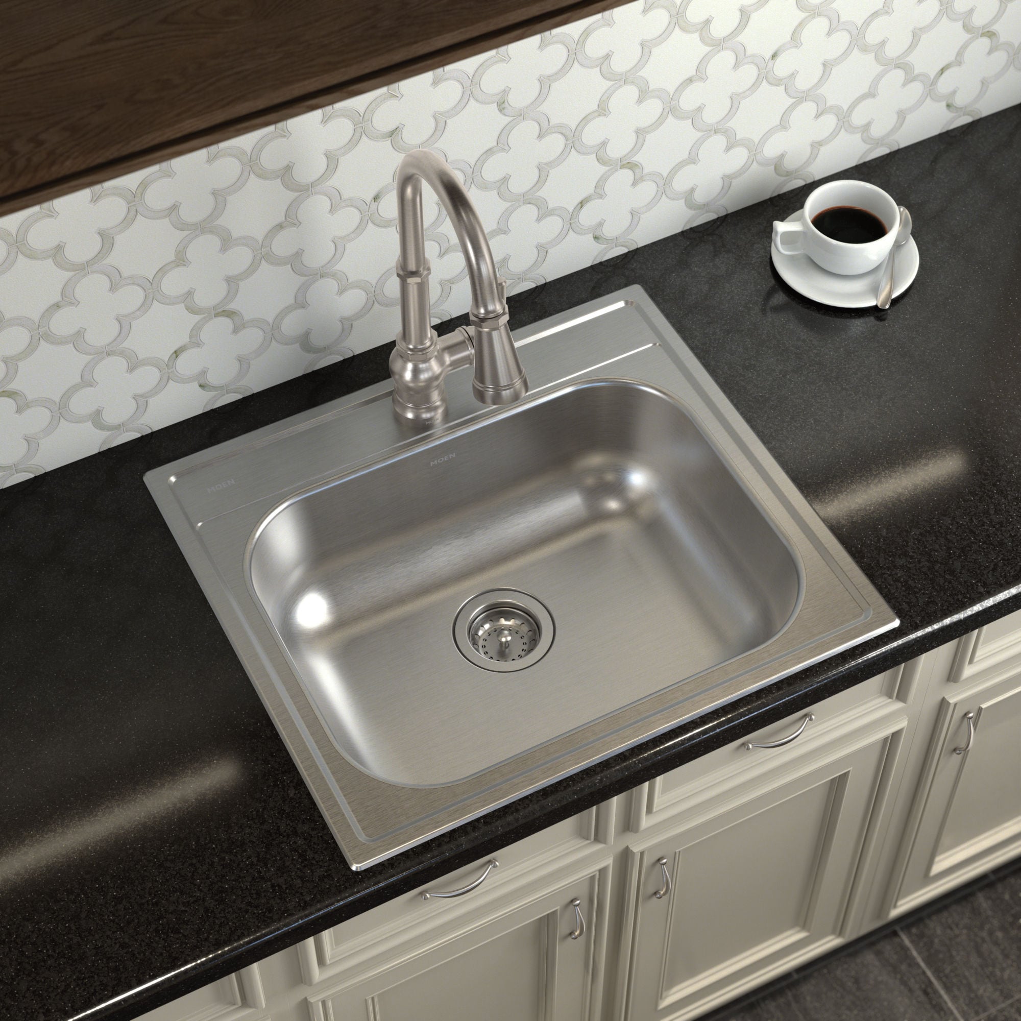 Moen GS201961BQ 2000 Drop-in 25-in x 25-in Stainless steel Single bowl 1-Hole 20 -Gauge Kitchen Sink