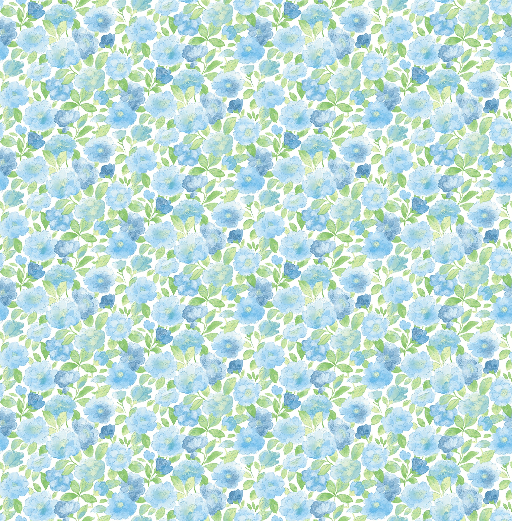 Sky Blue Floral Non-woven Removable Wallpaper Roll
