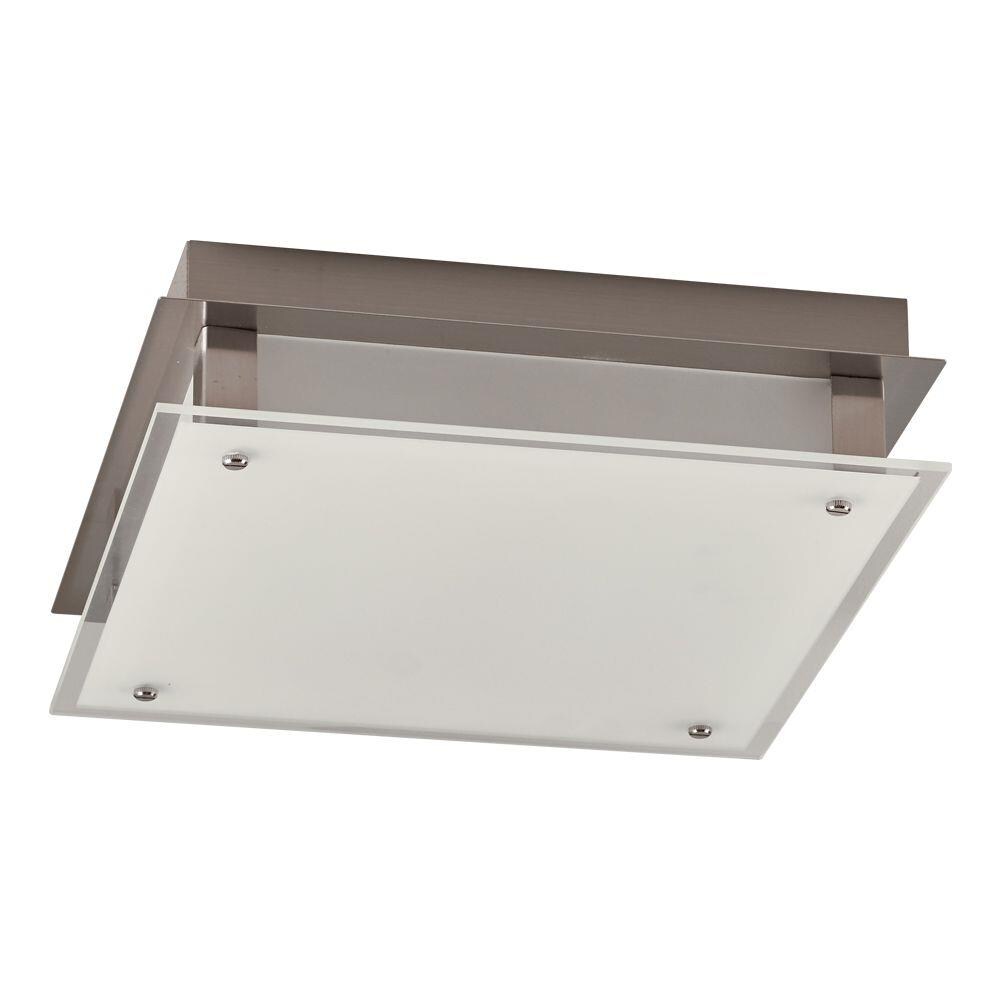 PLC Lighting 55025SN 1-Light 12-in Satin Nickel LED Flush Mount Light