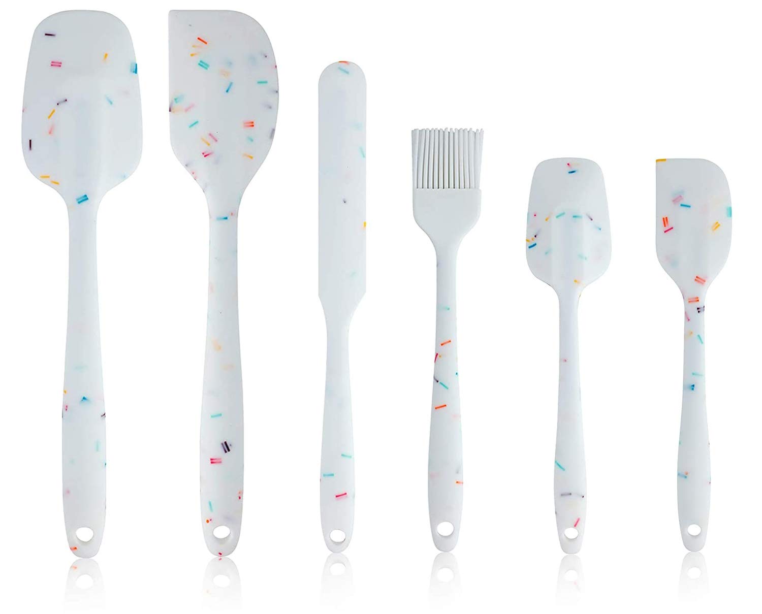 LILILIAN FMY  Heat Resistant Silicone Spatulas Set 6pcs Seamless Design Non Stick Mixing Spatulas with Stainless Steel Premium BPA Free Rubber