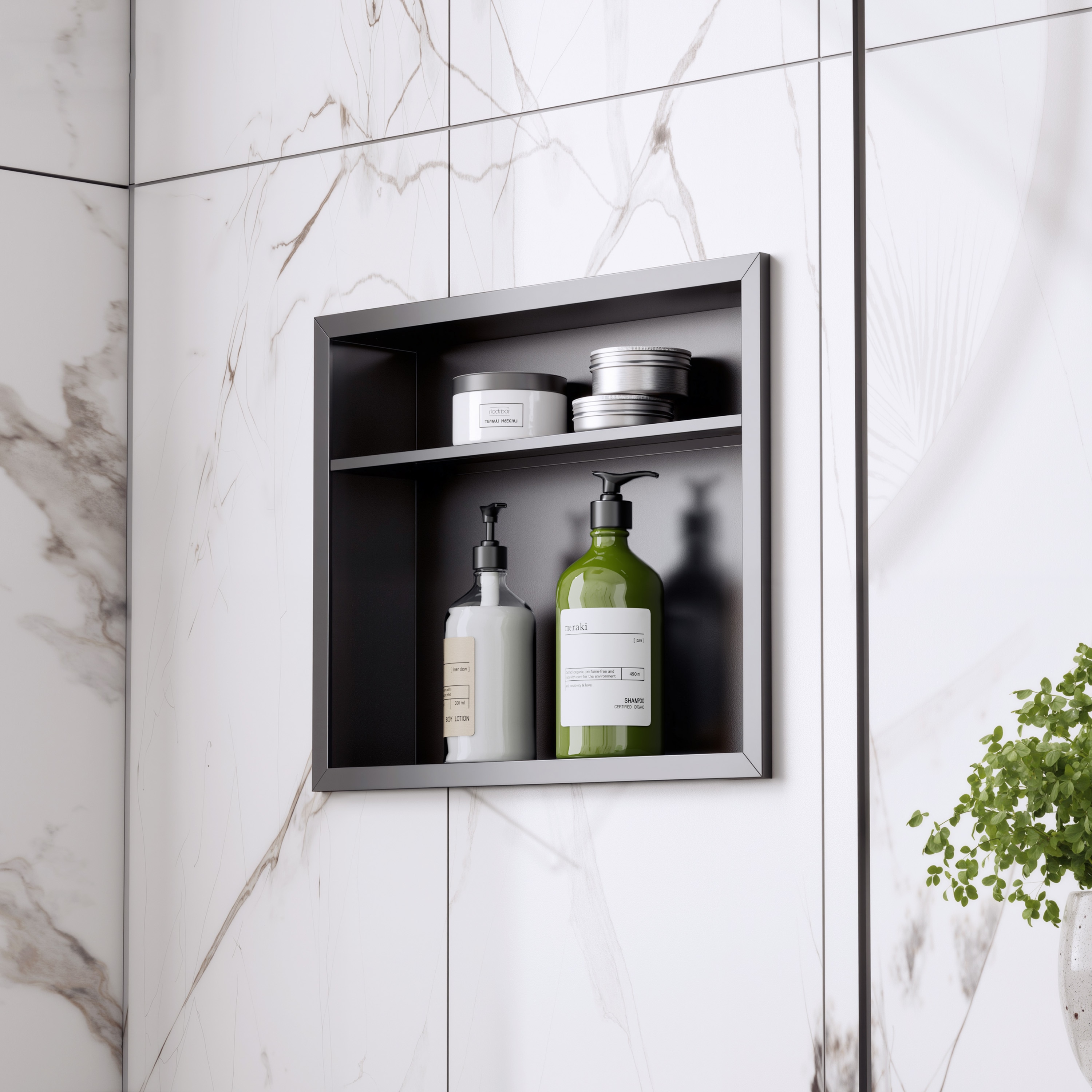 Yuaris 16 in. W x 20 in. H x 4 in. D Waterproof Stainless Steel  Recessed Shower Niche Space Saving Storage Shelf in Matte Black