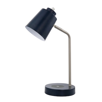 Scott Living 15-in Adjustable Brushed Nickel/Navy Desk Lamp with Metal Shade  in the Desk Lamps department at Lowes.com