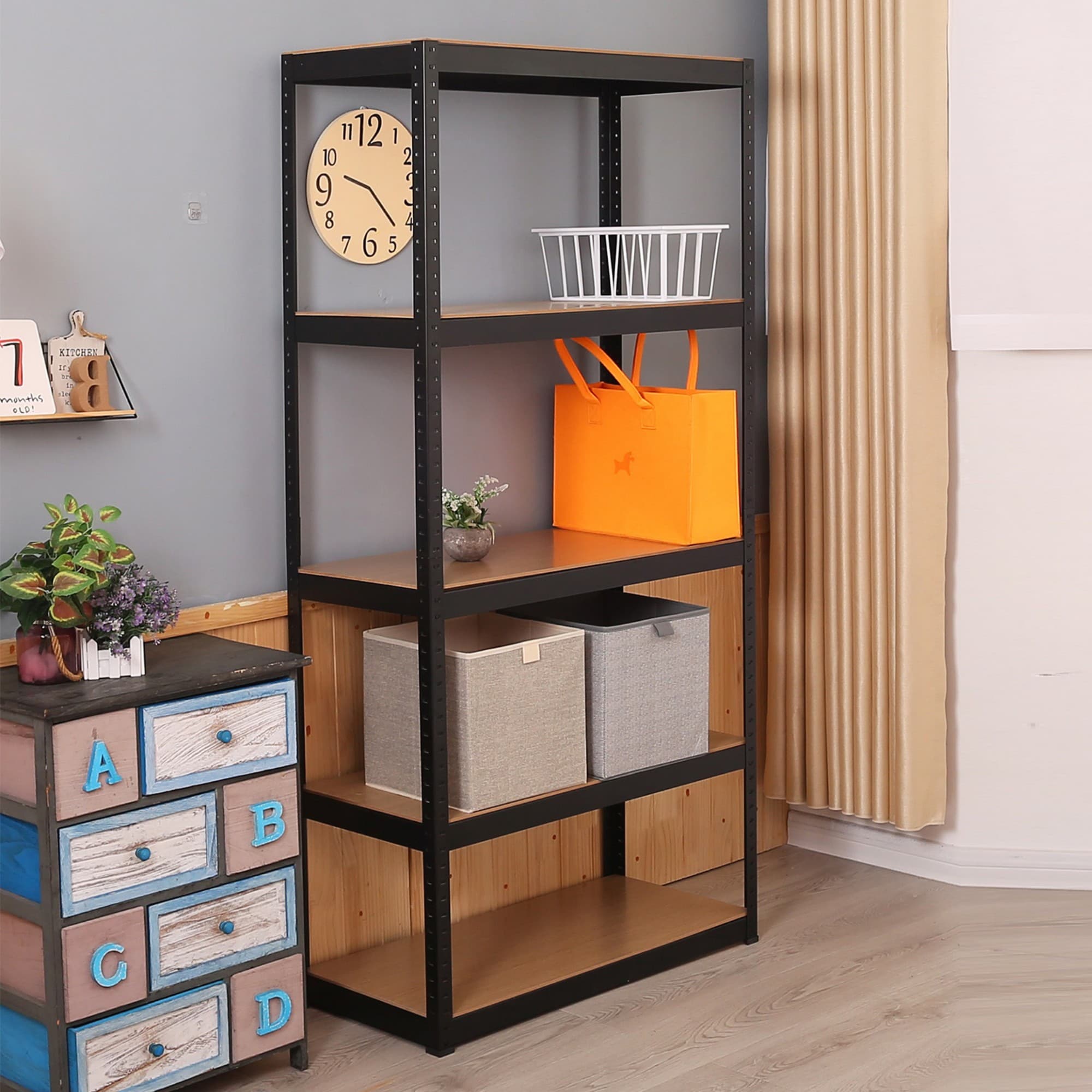 ToolCat PLP1-55-BHH Metal Heavy Duty 5 -Tier Utility shelving unit ( 35.4-in W x 15.7-in D x 71-in H ) ( Black , ( 330-lb lbs. Capacity Per Shelf )