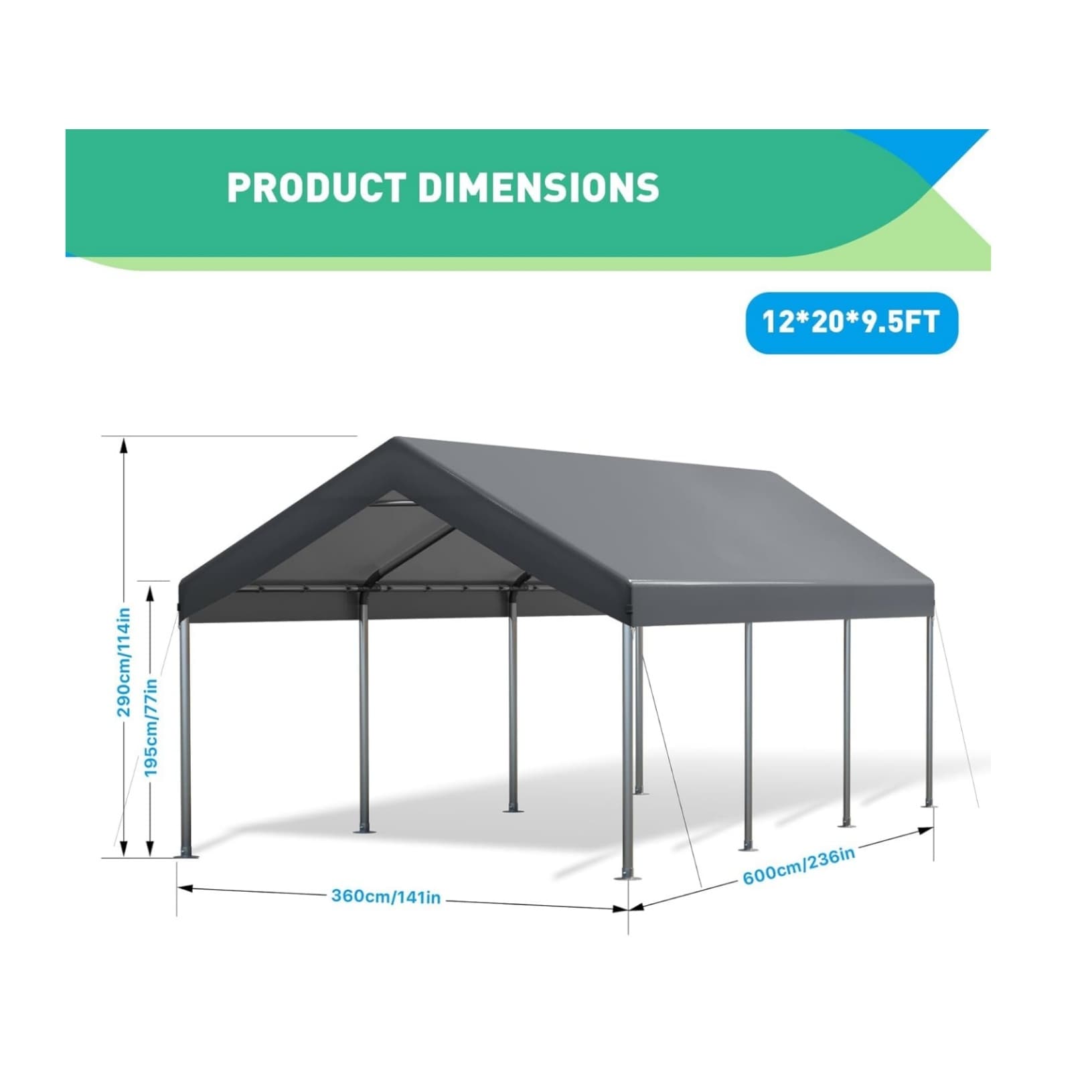 WhizMax KL-PHO-140WMH1X Carport-Covers - View #4