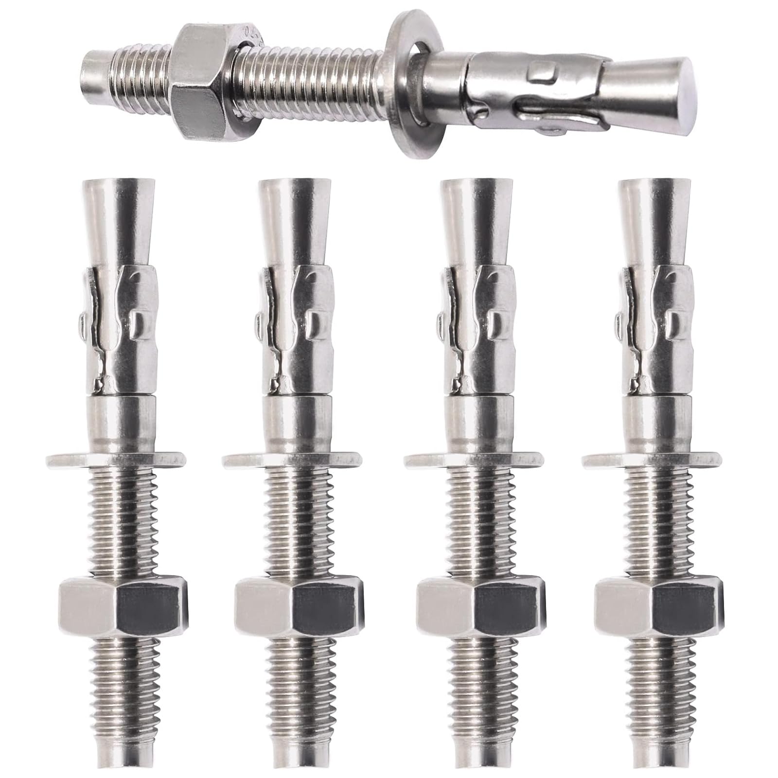 Aoibox  304 Stainless Steel Concrete Wedge Anchors Heavy Duty 1 2 Inch x 4 Inch 10 Piece for Home Use