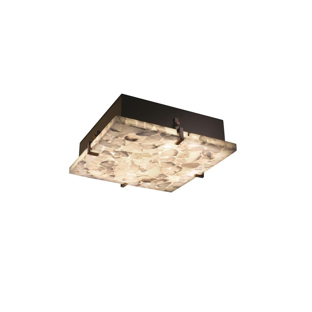 Justice Design Group ALR-5555-DBRZ Alabaster Rocks 2 -Light 12.5-in Bronze Flush Mount Light