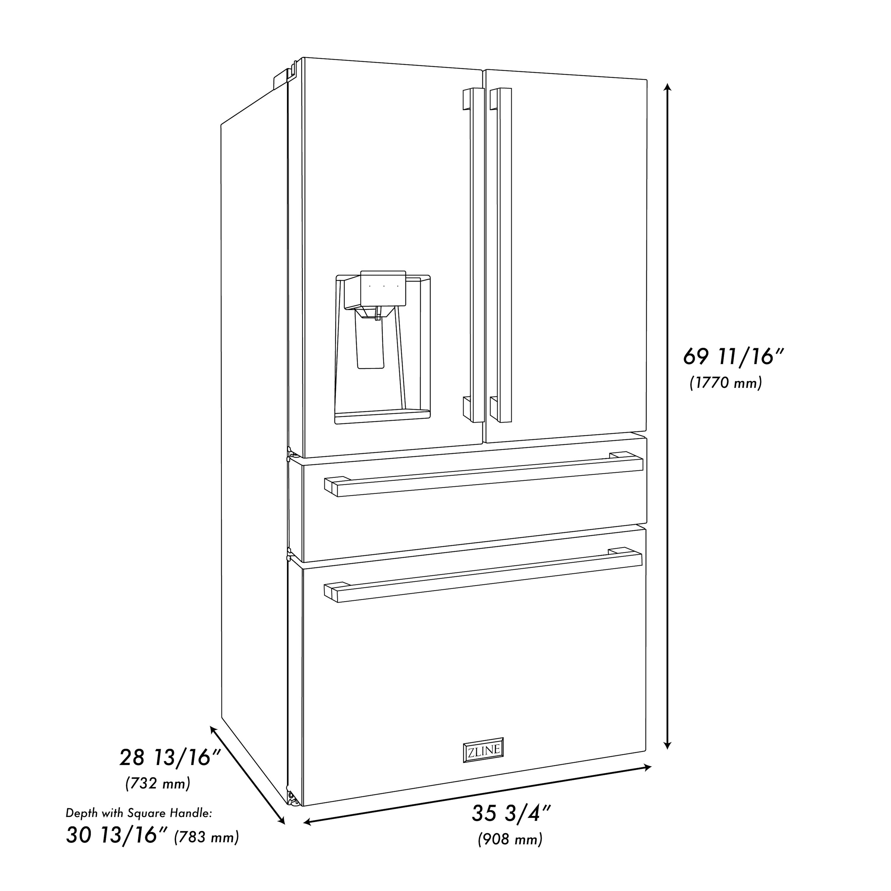 ZLINE KITCHEN & BATH RFMZ-W-36-BS-FG French-Door-Refrigerators - View #8