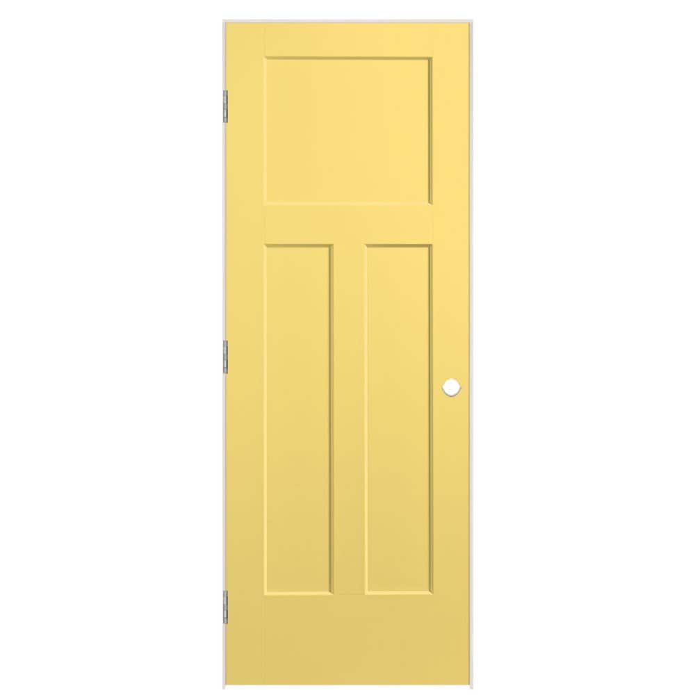 Masonite 803540 36-in x 80-in Marigold Hollow core 3-panel craftsman Right hand Smooth Prefinished Molded composite Flat Jamb Single Prehung Interior Door