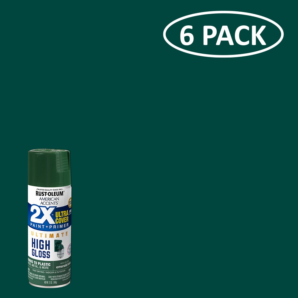 Rust-Oleum 323349-6PK Automotive Custom Lacquer Spray Paint, 11 oz, Gloss Neon Green, 6 Pack
