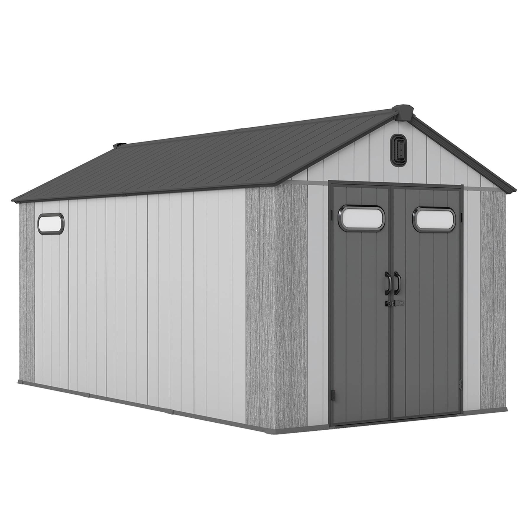 GZMR 8-ft x 16-ft Gray Gable Roof Plastic Resin Storage Shed