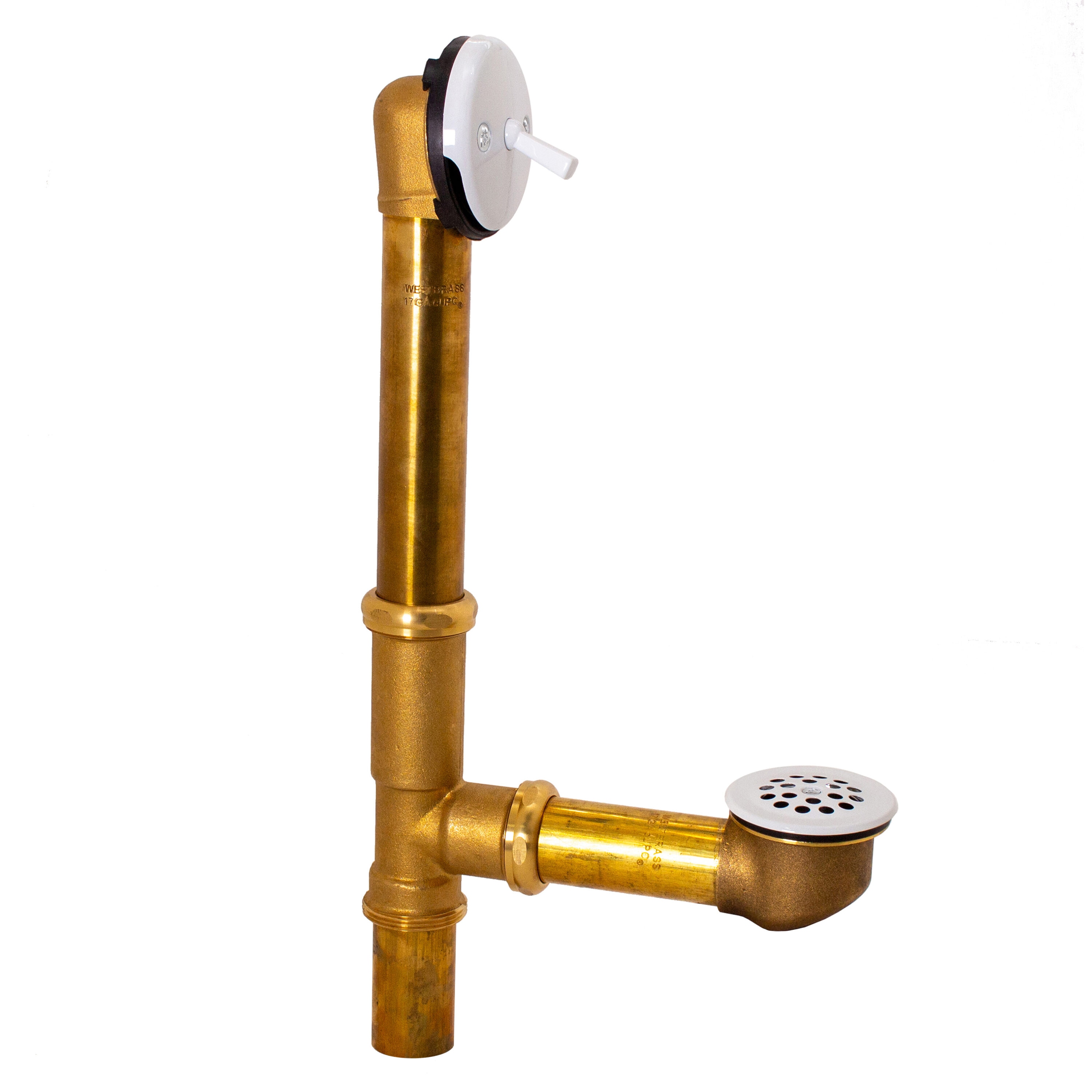WESTBRASS D323-20G-50 Bath Waste and Overflow Beehive Grid-14" Make-up, 20 Ga. Tubing In Powder Coat White
