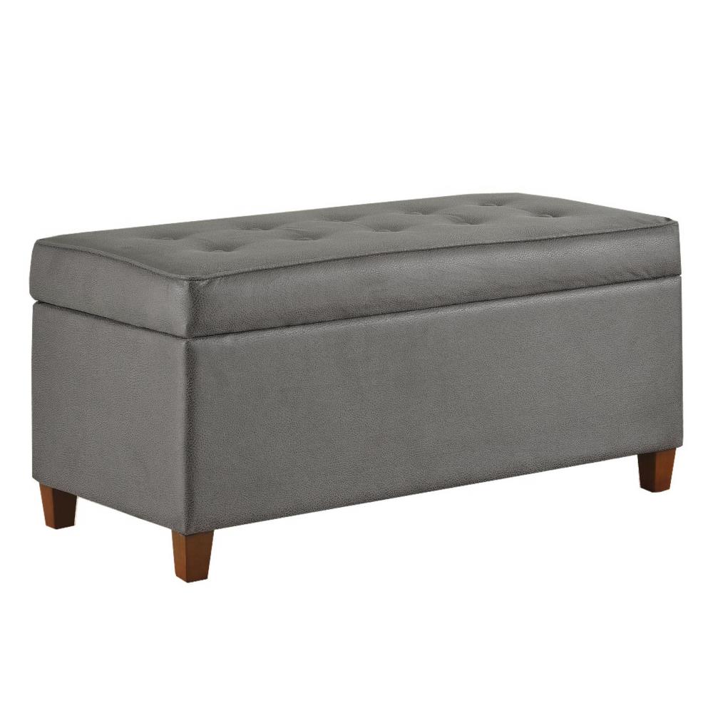 Benzara BM194096 Modern Gray Storage Bench with Storage 38-in x 19-in