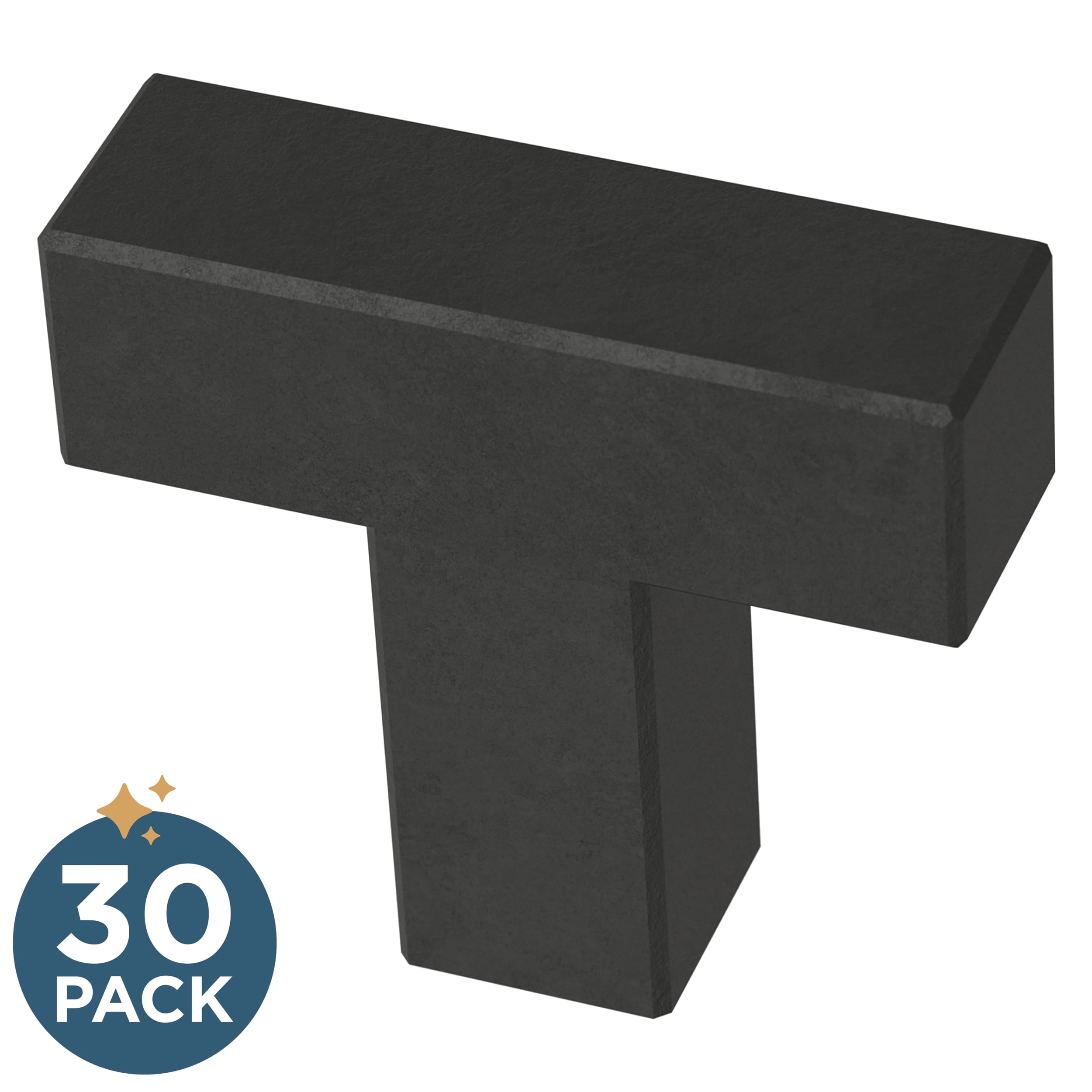 Franklin Brass P46678K-FB-B2 Simple Modern Square 1-1/4-in Matte Black Bar Modern Cabinet Knob 30 -Pack